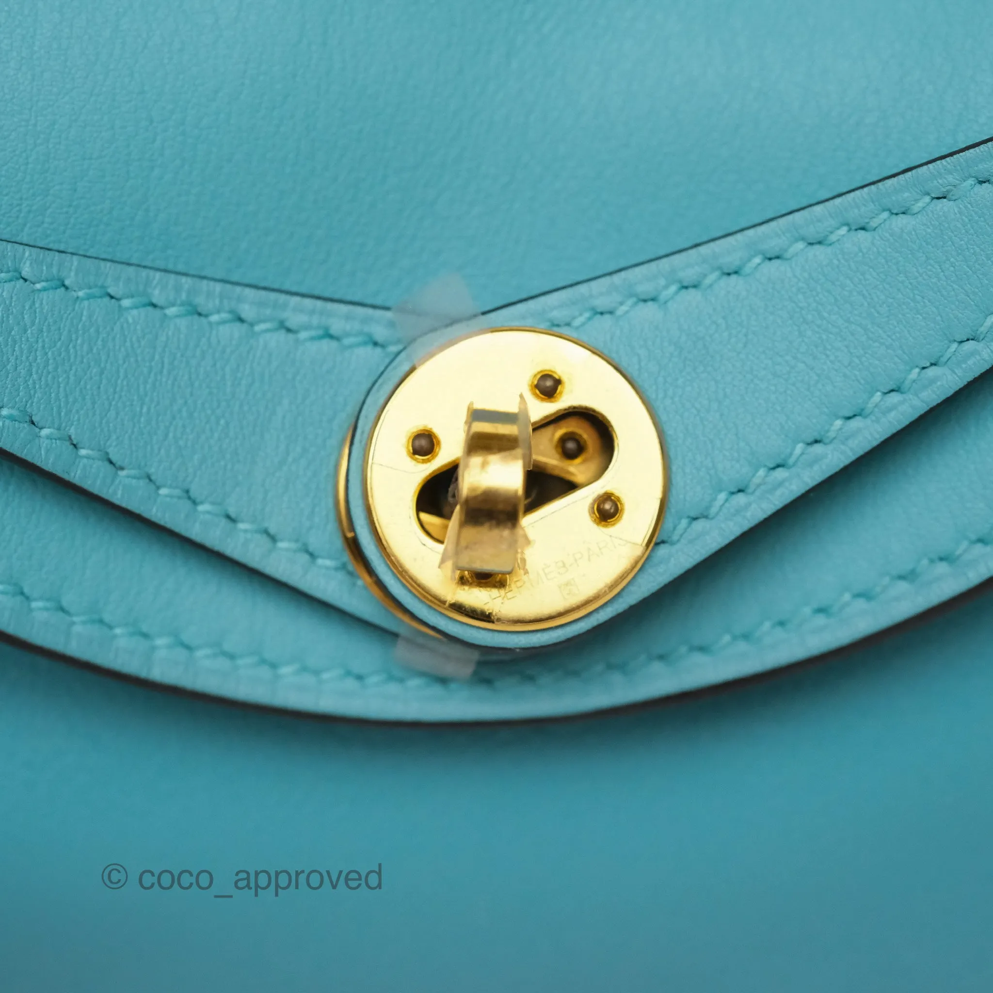 Herms Mini Lindy 20 Bleu Atoll 3P Swift Gold Hardware