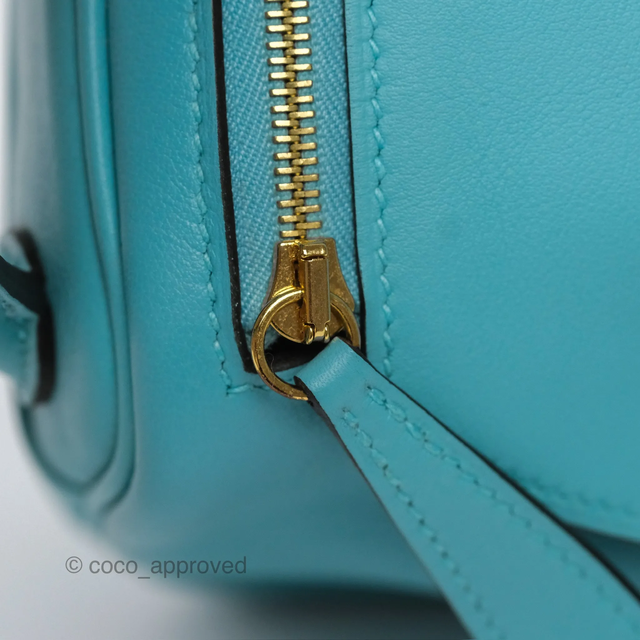 Herms Mini Lindy 20 Bleu Atoll 3P Swift Gold Hardware