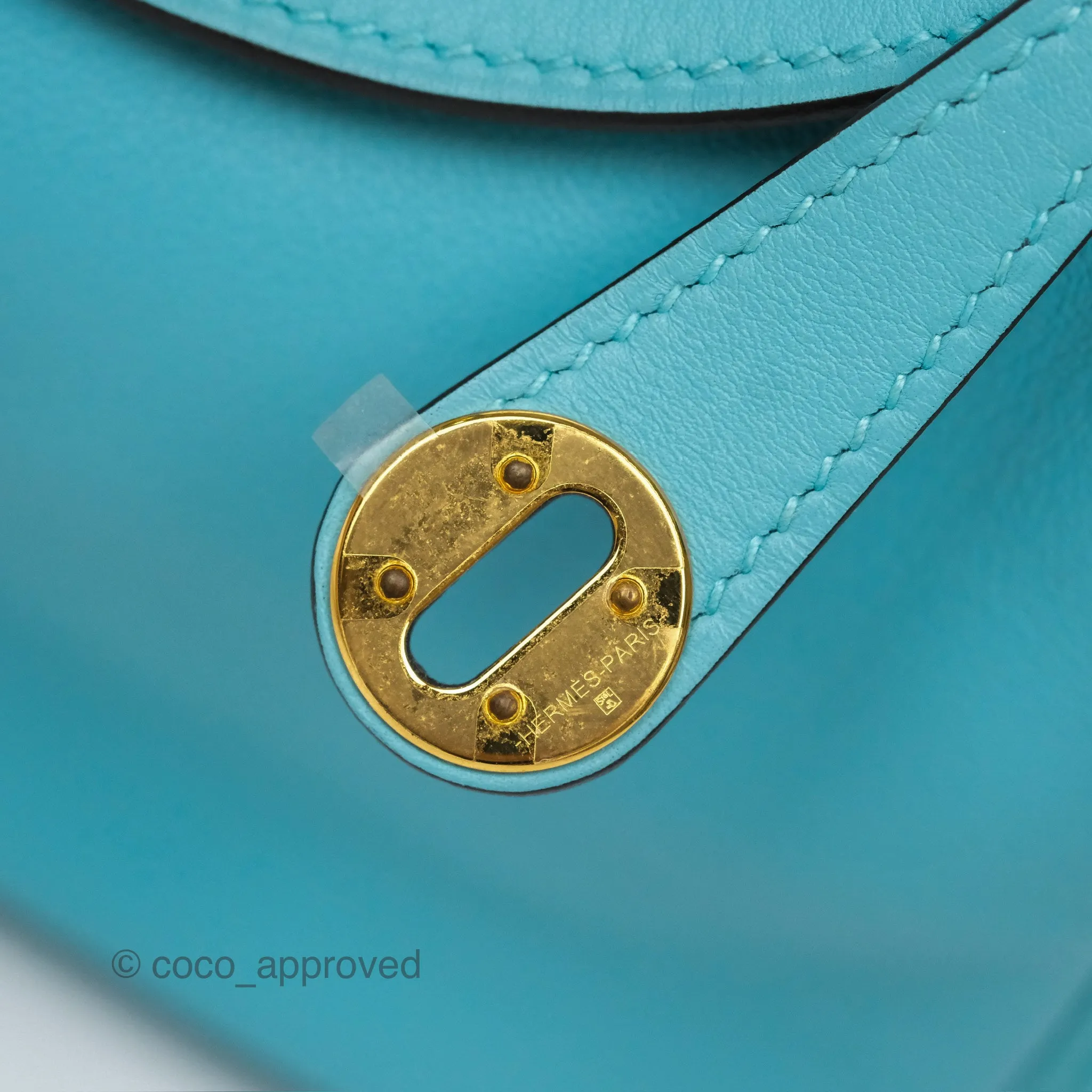Herms Mini Lindy 20 Bleu Atoll 3P Swift Gold Hardware