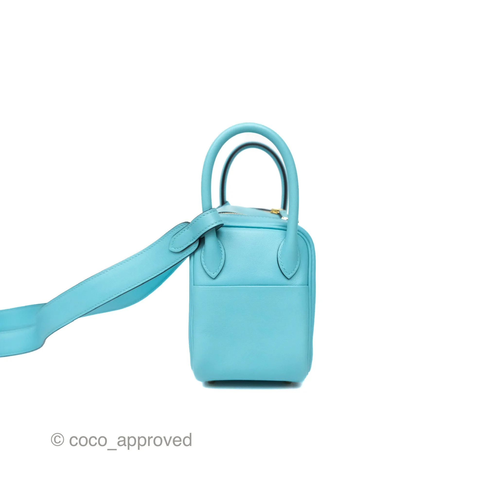 Herms Mini Lindy 20 Bleu Atoll 3P Swift Gold Hardware