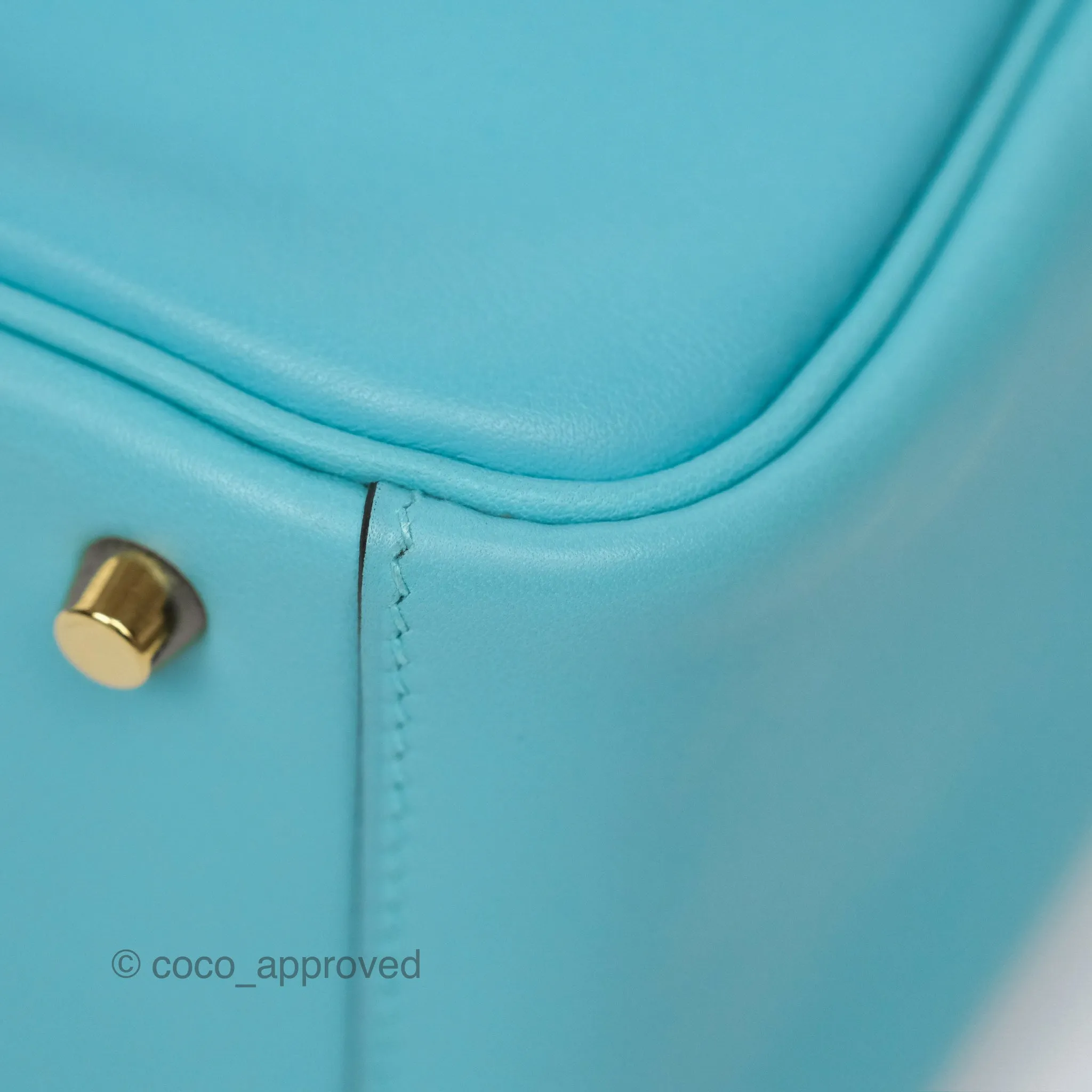 Herms Mini Lindy 20 Bleu Atoll 3P Swift Gold Hardware
