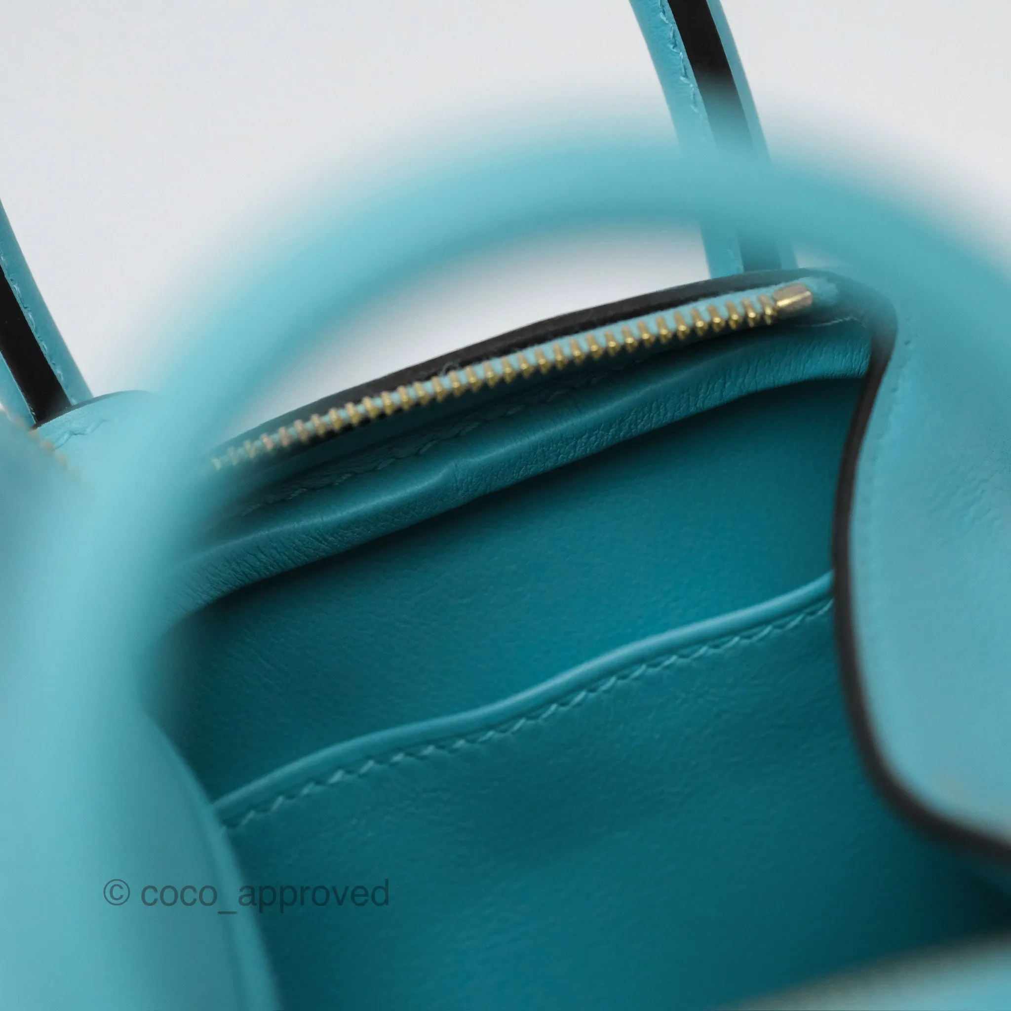 Herms Mini Lindy 20 Bleu Atoll 3P Swift Gold Hardware
