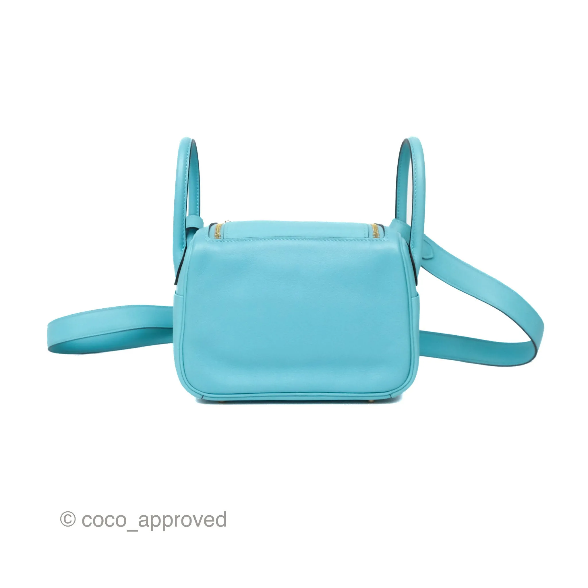 Herms Mini Lindy 20 Bleu Atoll 3P Swift Gold Hardware