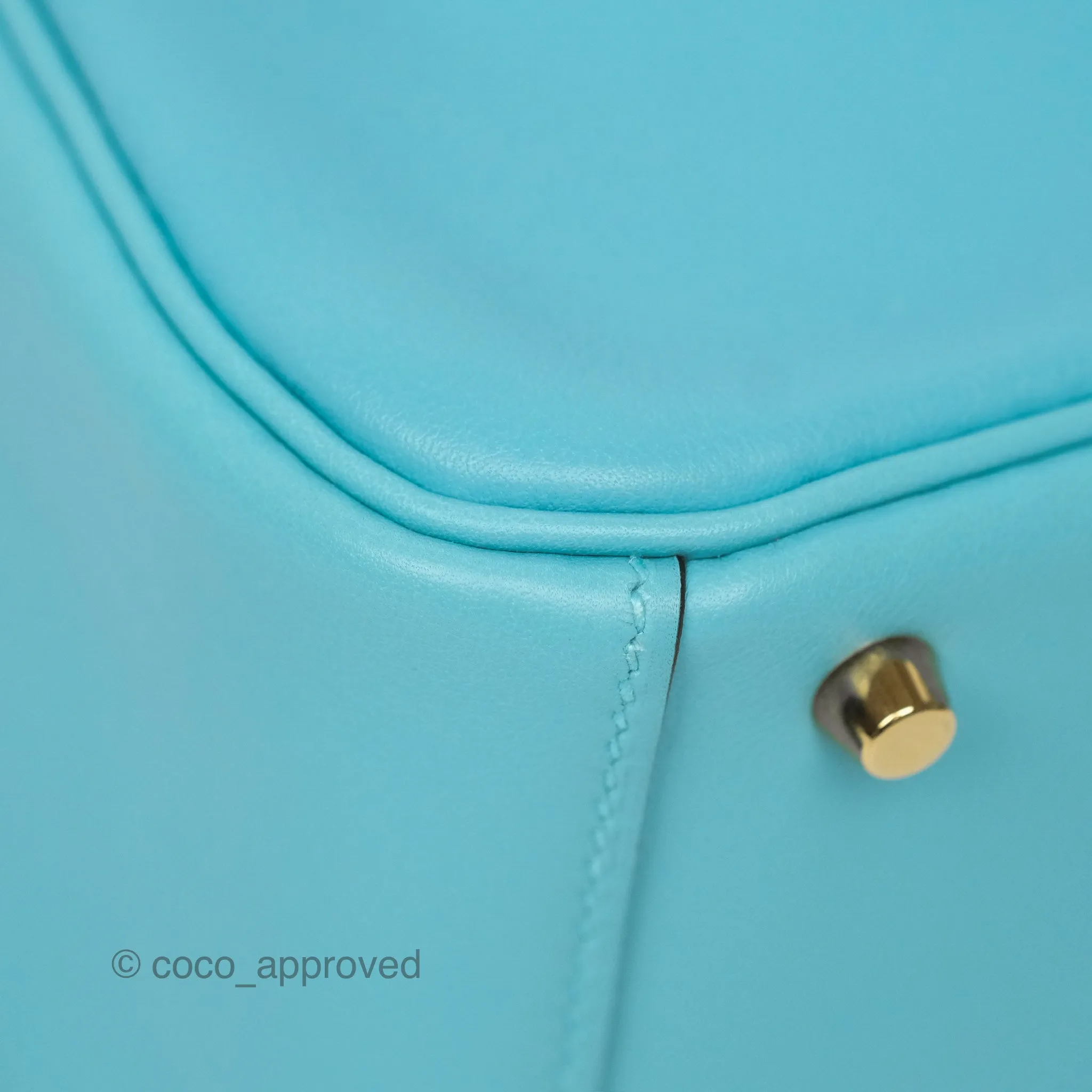 Herms Mini Lindy 20 Bleu Atoll 3P Swift Gold Hardware