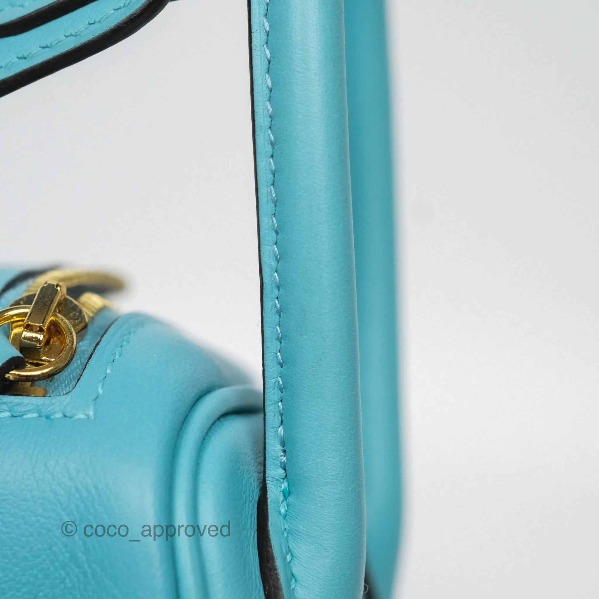 Herms Mini Lindy 20 Bleu Atoll 3P Swift Gold Hardware
