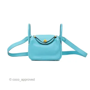 Herms Mini Lindy 20 Bleu Atoll 3P Swift Gold Hardware