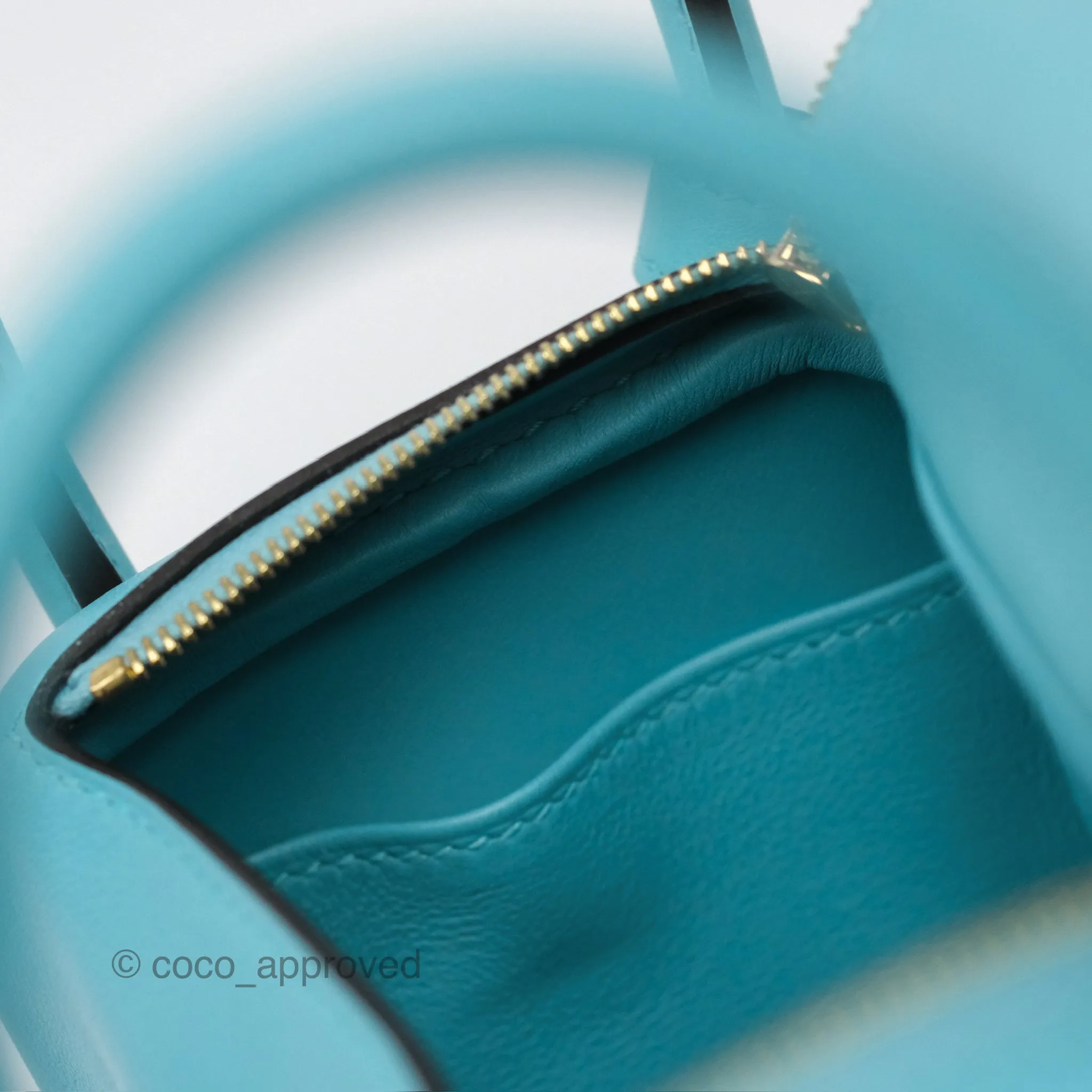 Herms Mini Lindy 20 Bleu Atoll 3P Swift Gold Hardware