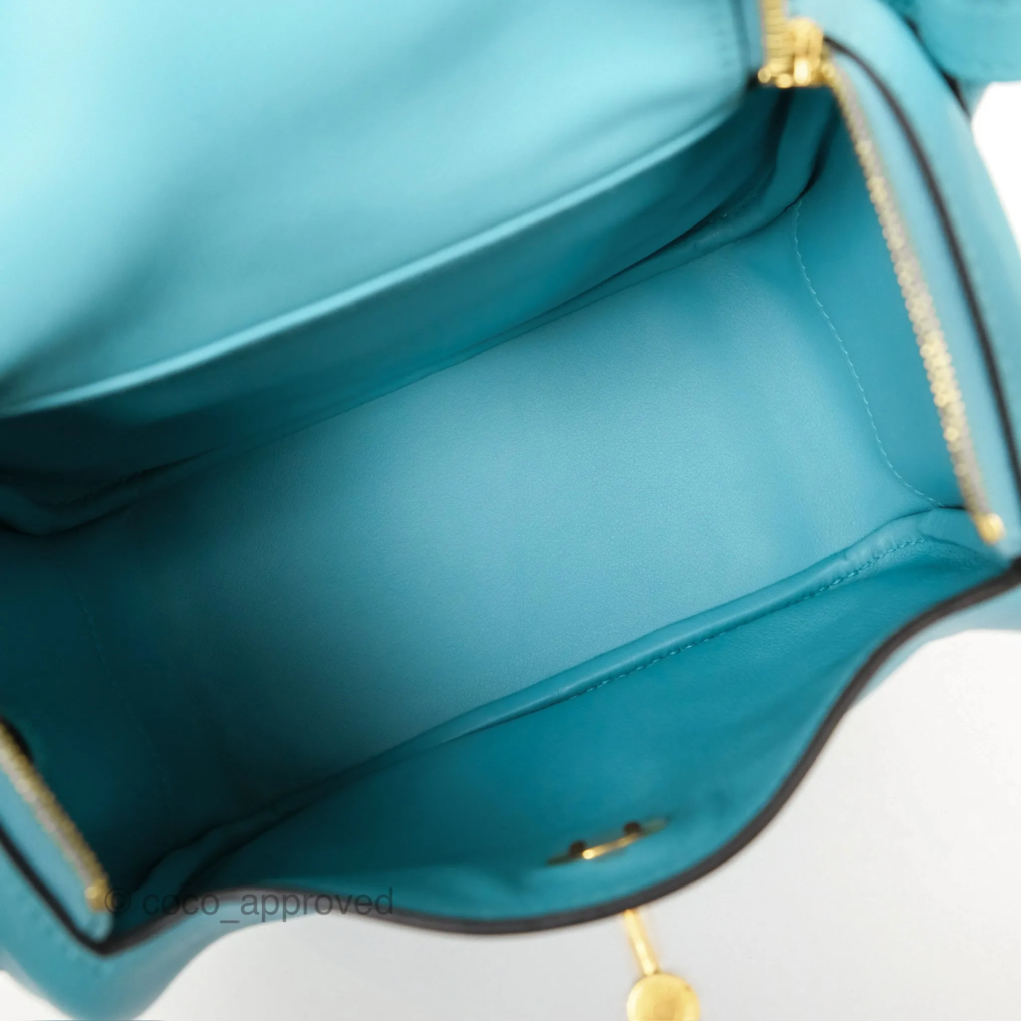 Herms Mini Lindy 20 Bleu Atoll 3P Swift Gold Hardware