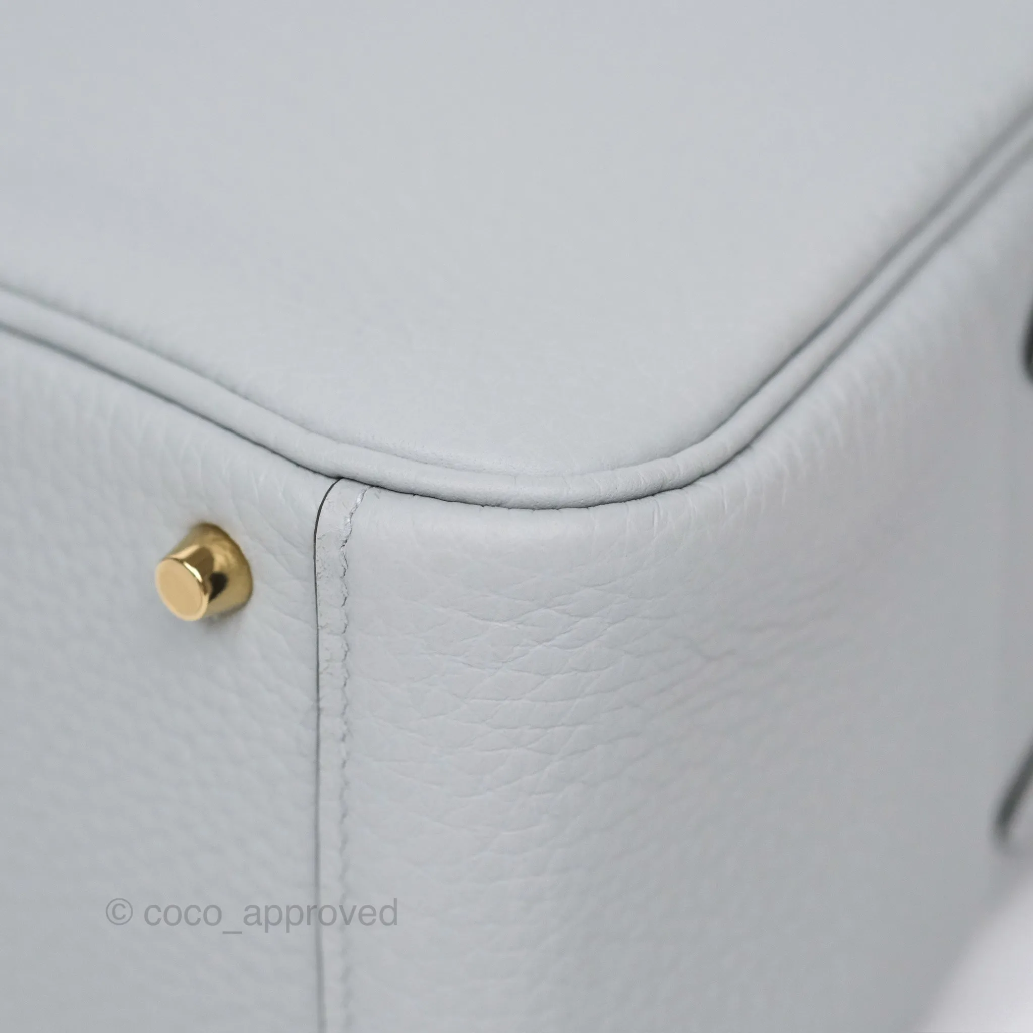 Herms Mini Lindy 20 Blue Glacier 8U Clemence Gold Hardware