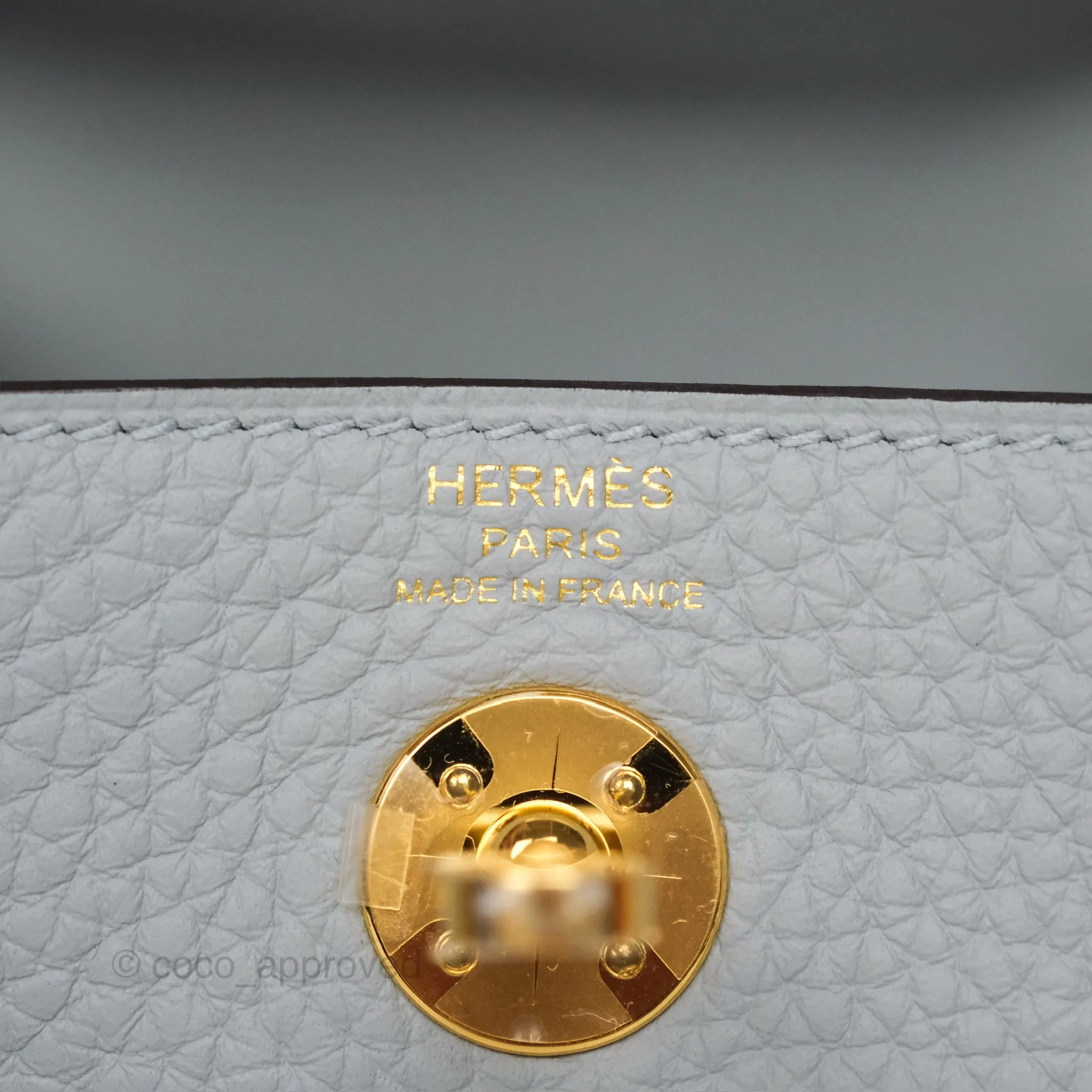 Herms Mini Lindy 20 Blue Glacier 8U Clemence Gold Hardware