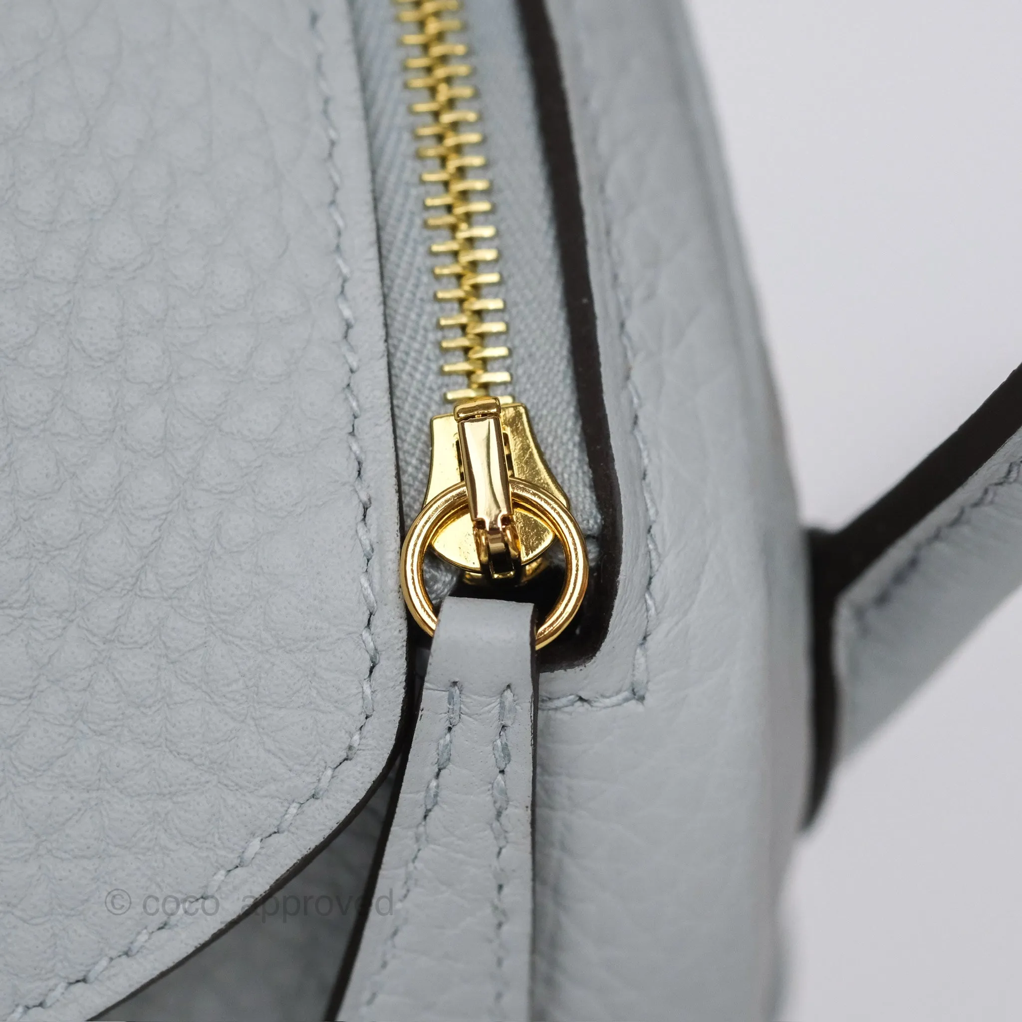Herms Mini Lindy 20 Blue Glacier 8U Clemence Gold Hardware