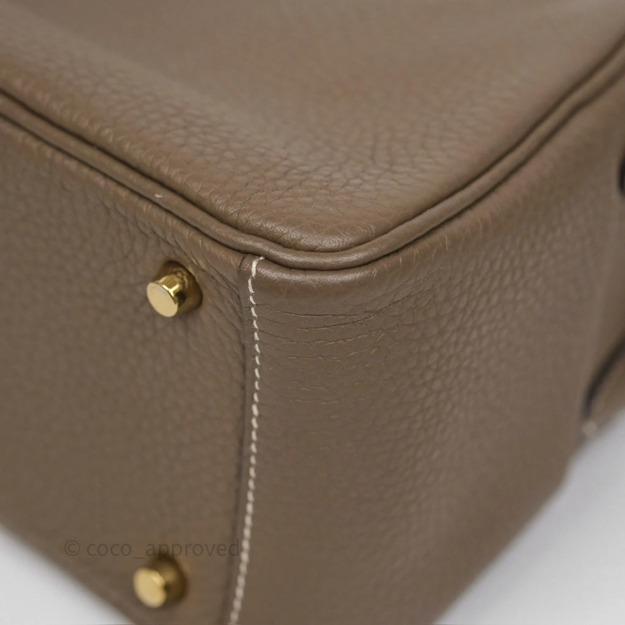 Herms Mini Lindy 20 Etoupe 18 Clemence Gold Hardware