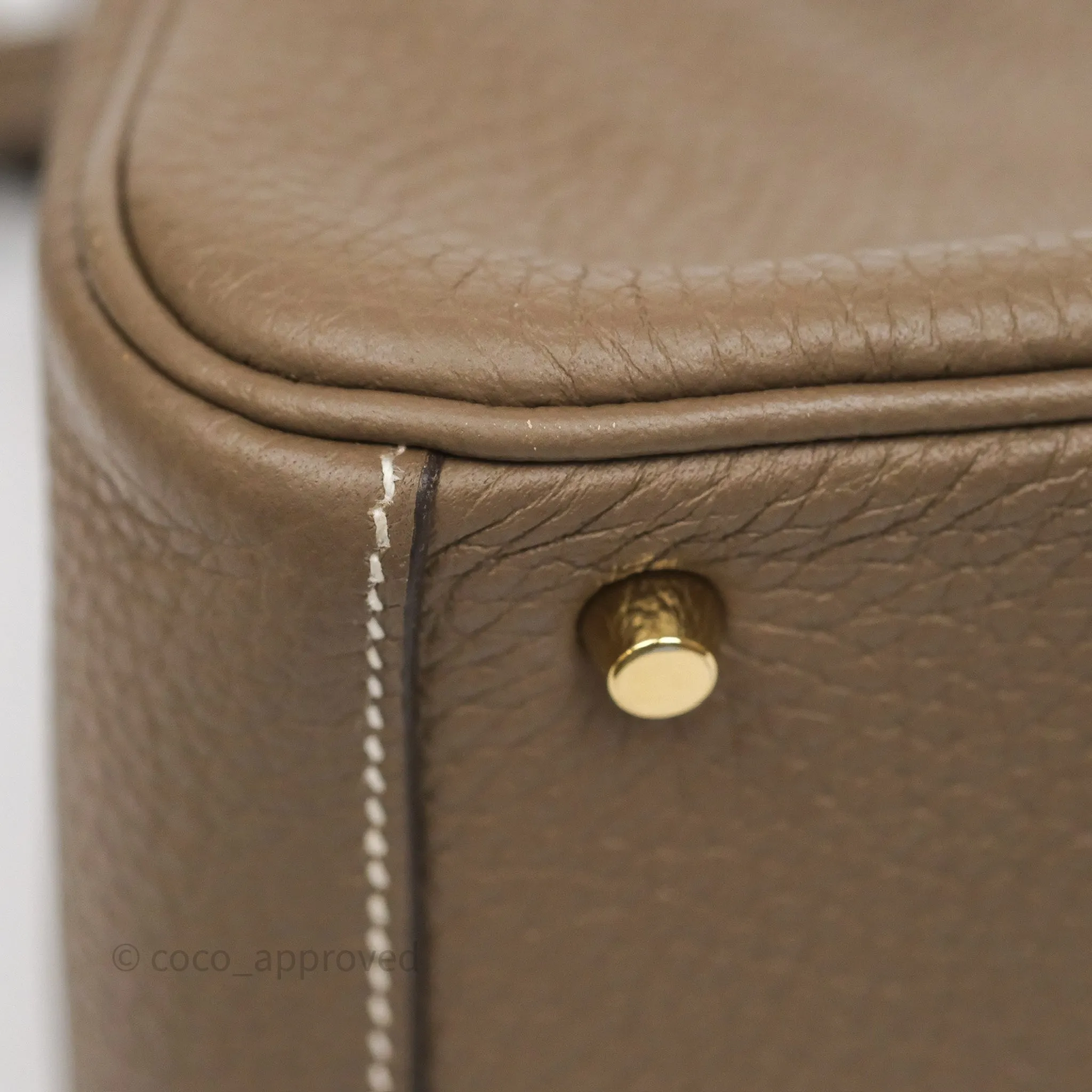 Herms Mini Lindy 20 Etoupe 18 Clemence Gold Hardware