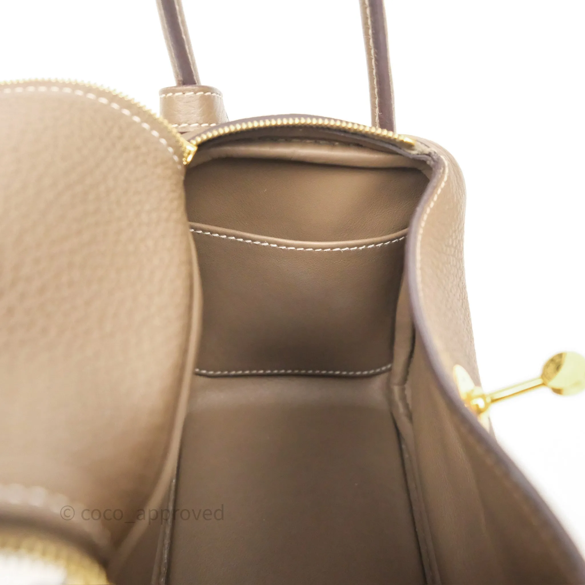 Herms Mini Lindy 20 Etoupe 18 Clemence Gold Hardware