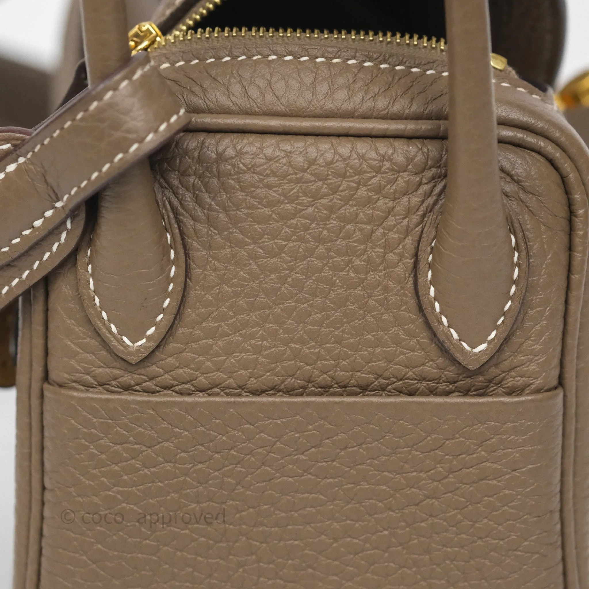 Herms Mini Lindy 20 Etoupe 18 Clemence Gold Hardware