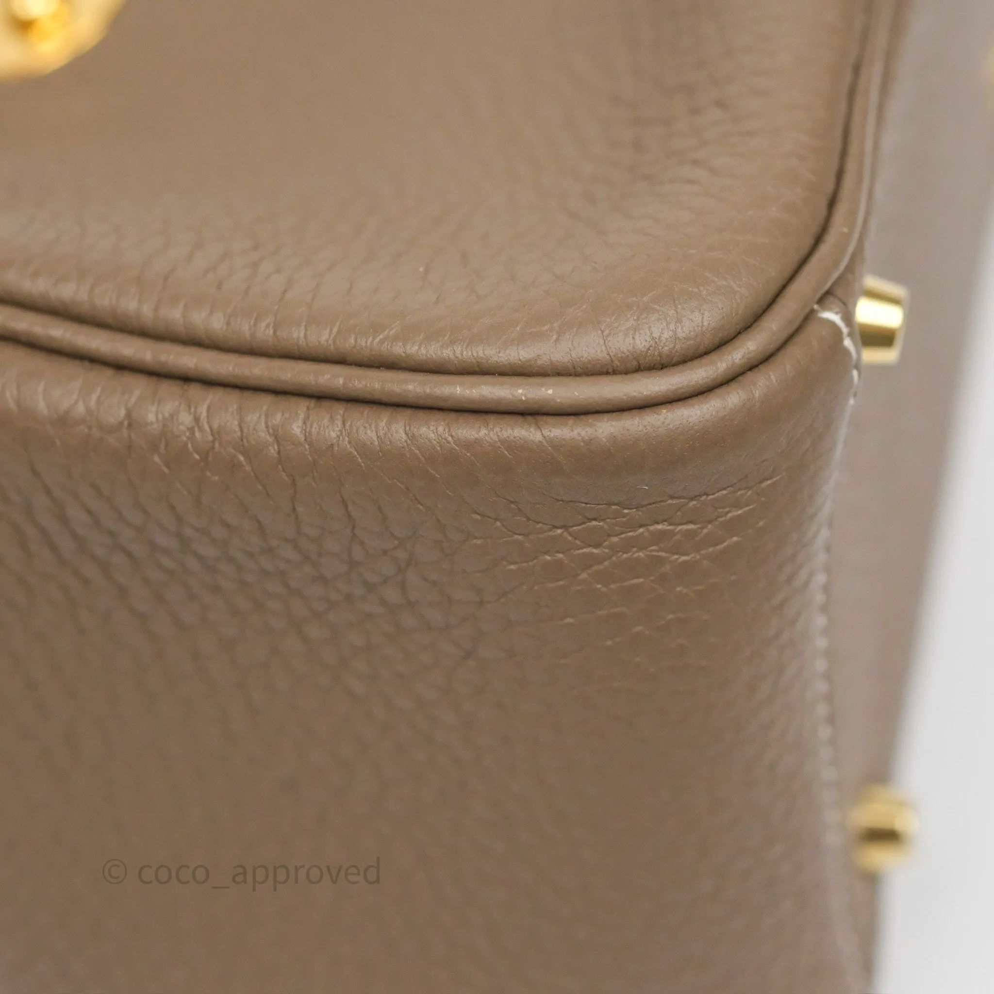 Herms Mini Lindy 20 Etoupe 18 Clemence Gold Hardware