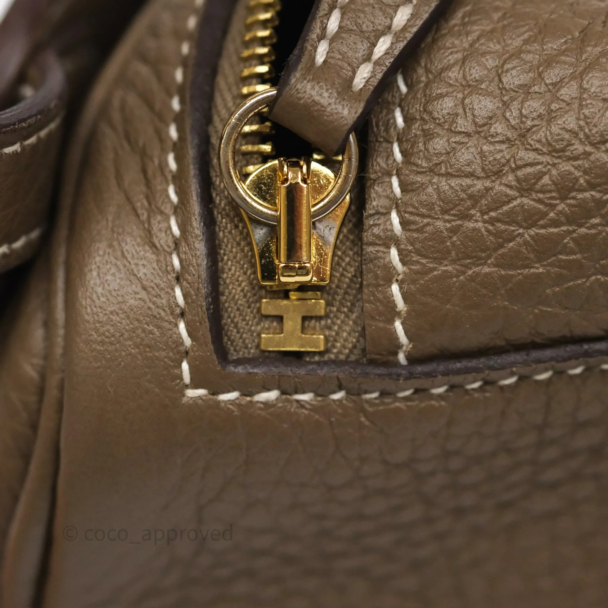 Herms Mini Lindy 20 Etoupe 18 Clemence Gold Hardware