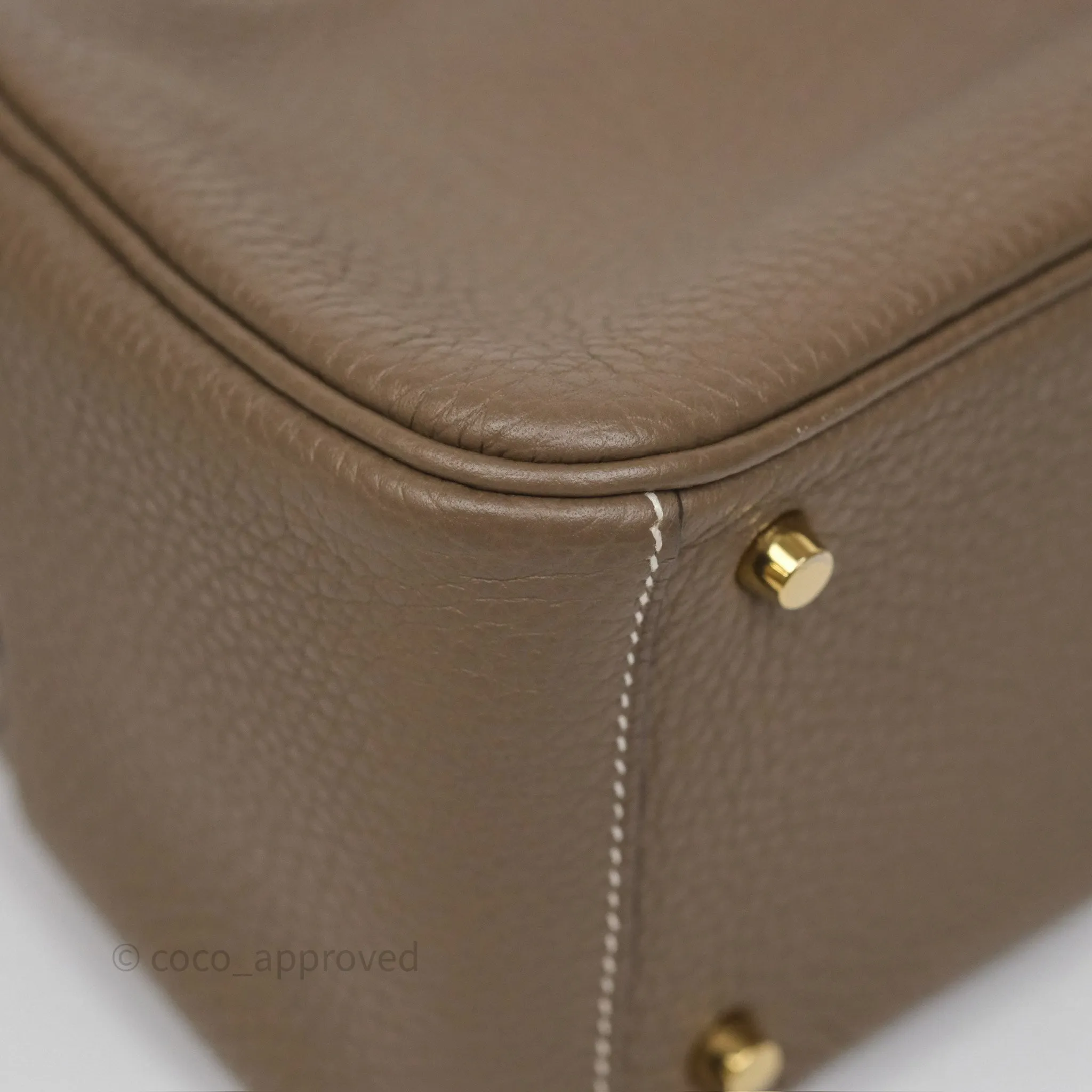 Herms Mini Lindy 20 Etoupe 18 Clemence Gold Hardware