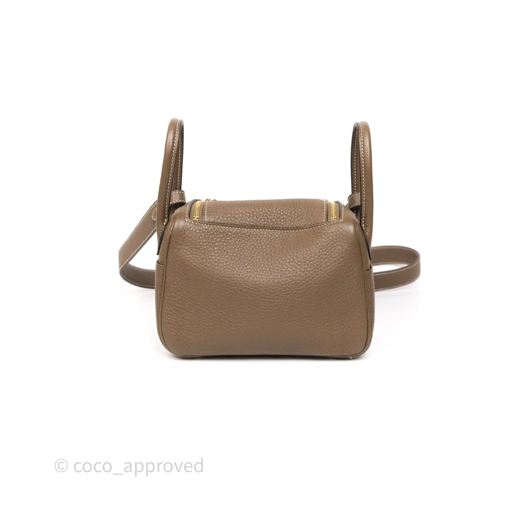 Herms Mini Lindy 20 Etoupe 18 Clemence Gold Hardware