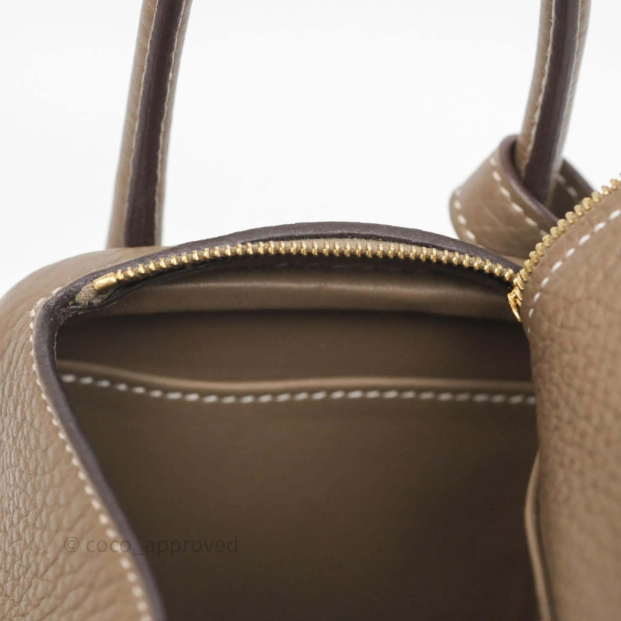 Herms Mini Lindy 20 Etoupe 18 Clemence Gold Hardware
