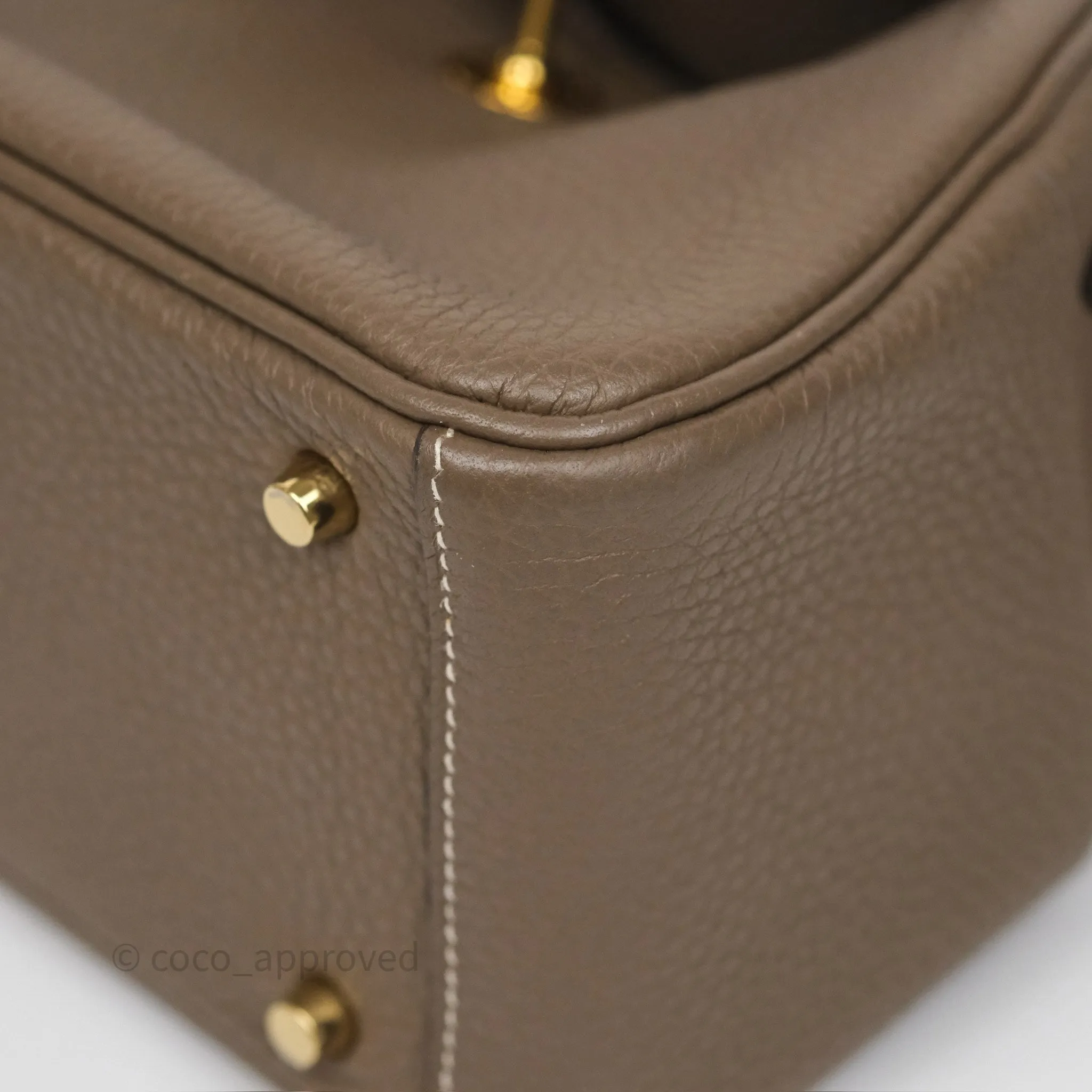 Herms Mini Lindy 20 Etoupe 18 Clemence Gold Hardware