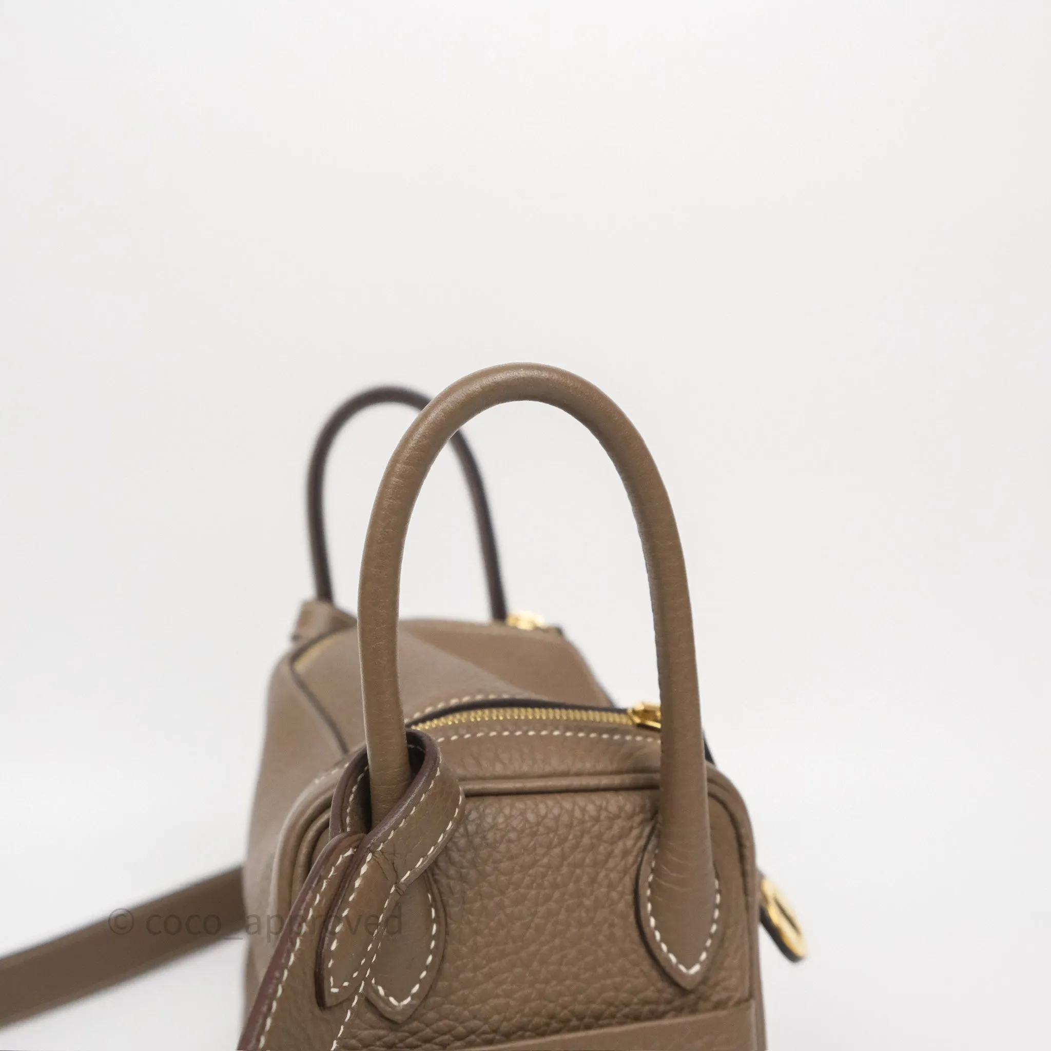 Herms Mini Lindy 20 Etoupe 18 Clemence Gold Hardware