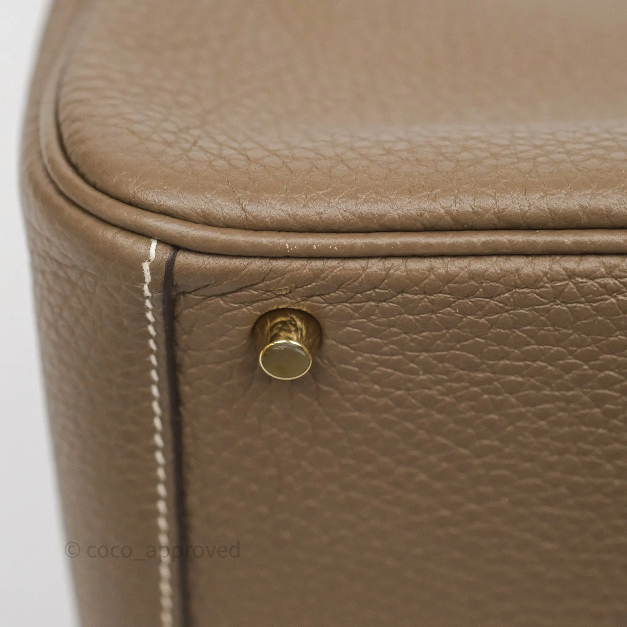 Herms Mini Lindy 20 Etoupe 18 Clemence Gold Hardware