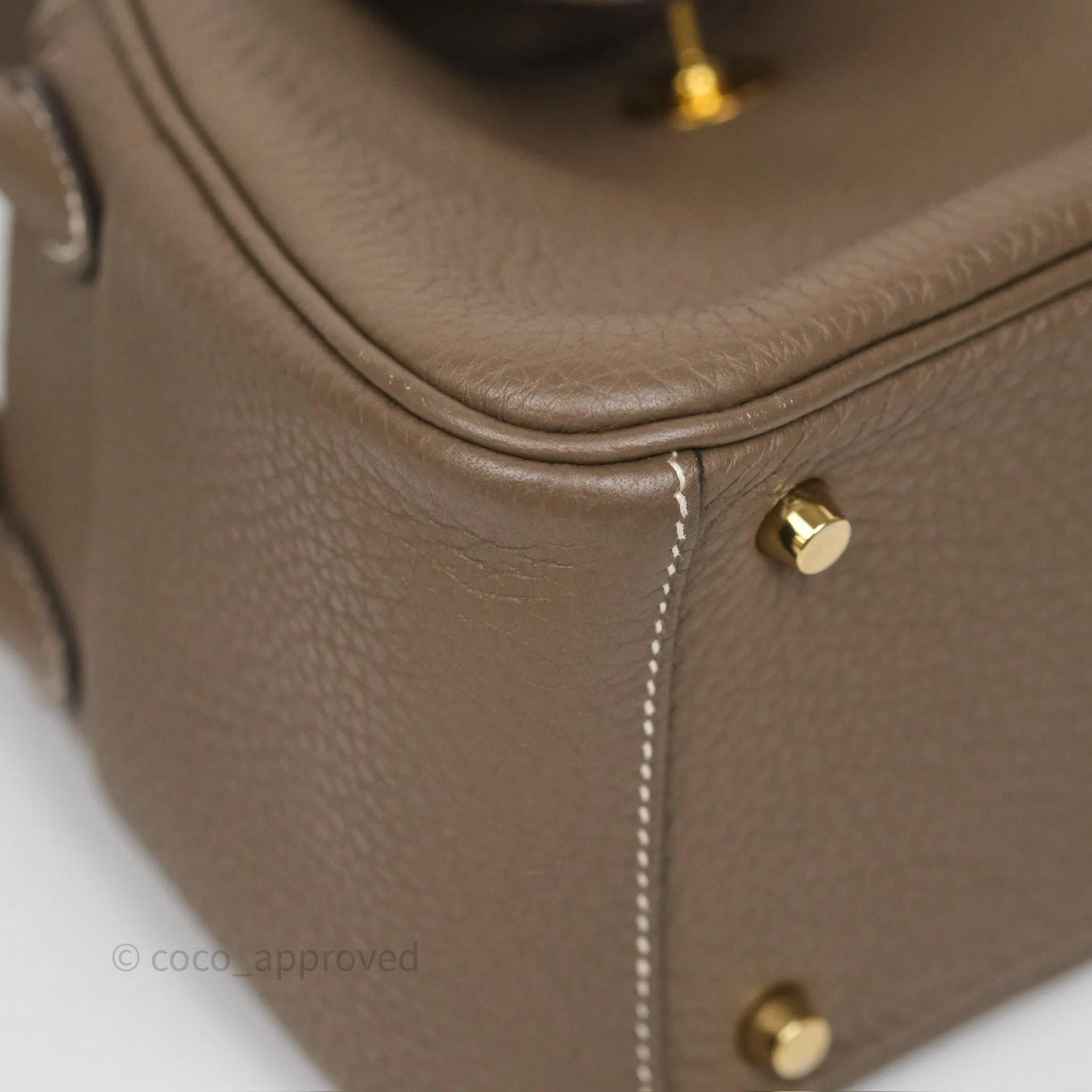 Herms Mini Lindy 20 Etoupe 18 Clemence Gold Hardware
