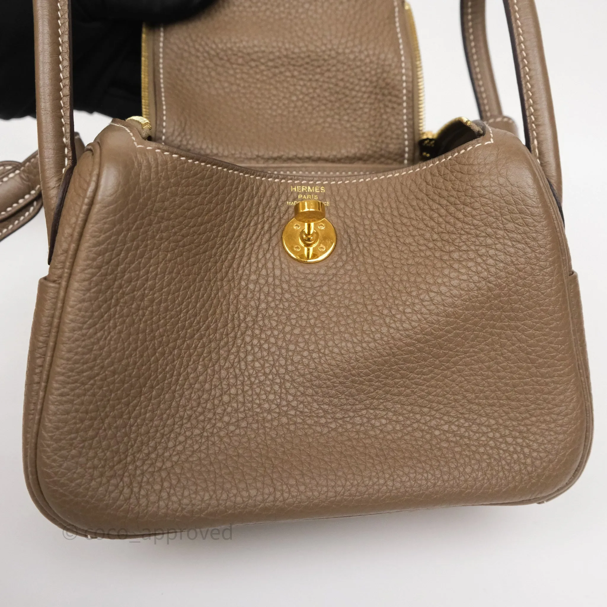 Herms Mini Lindy 20 Etoupe 18 Clemence Gold Hardware