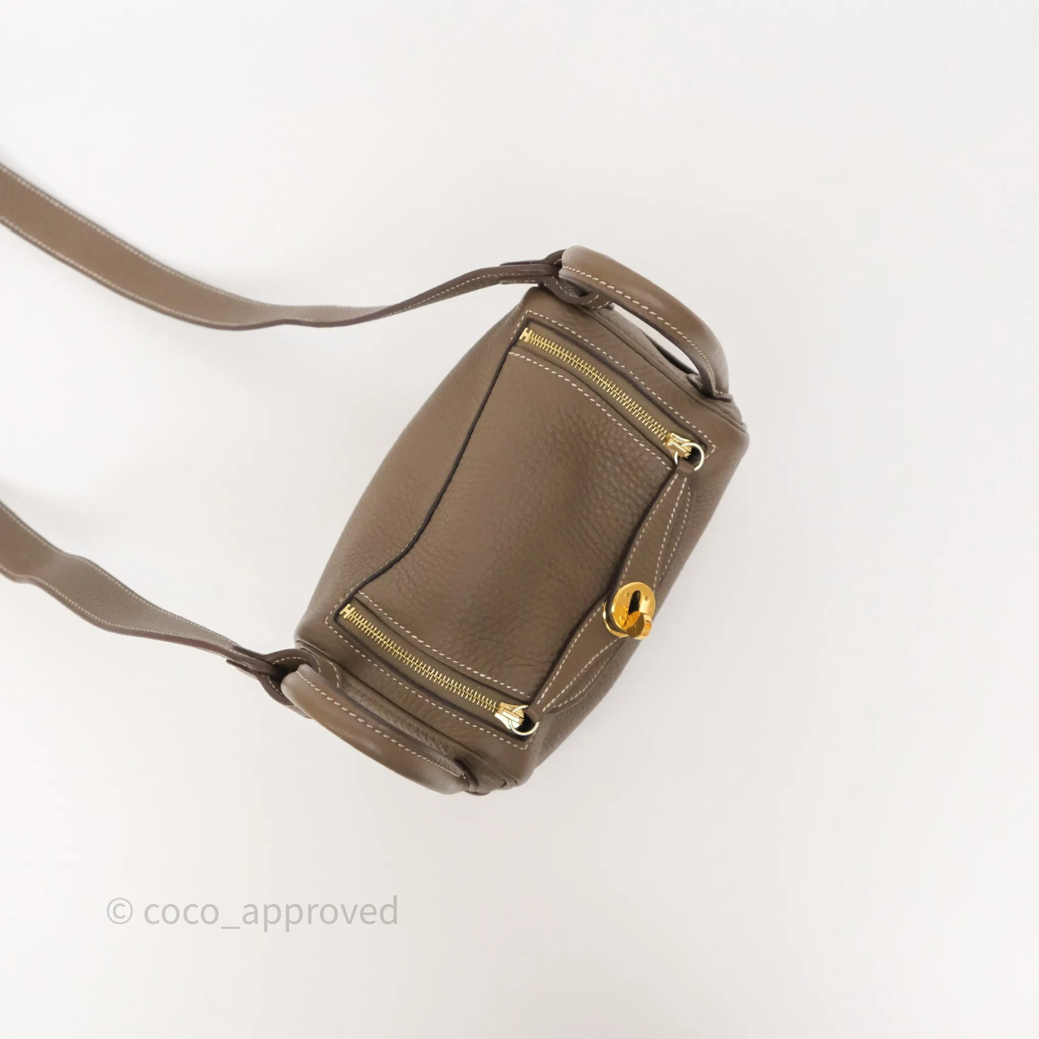 Herms Mini Lindy 20 Etoupe 18 Clemence Gold Hardware