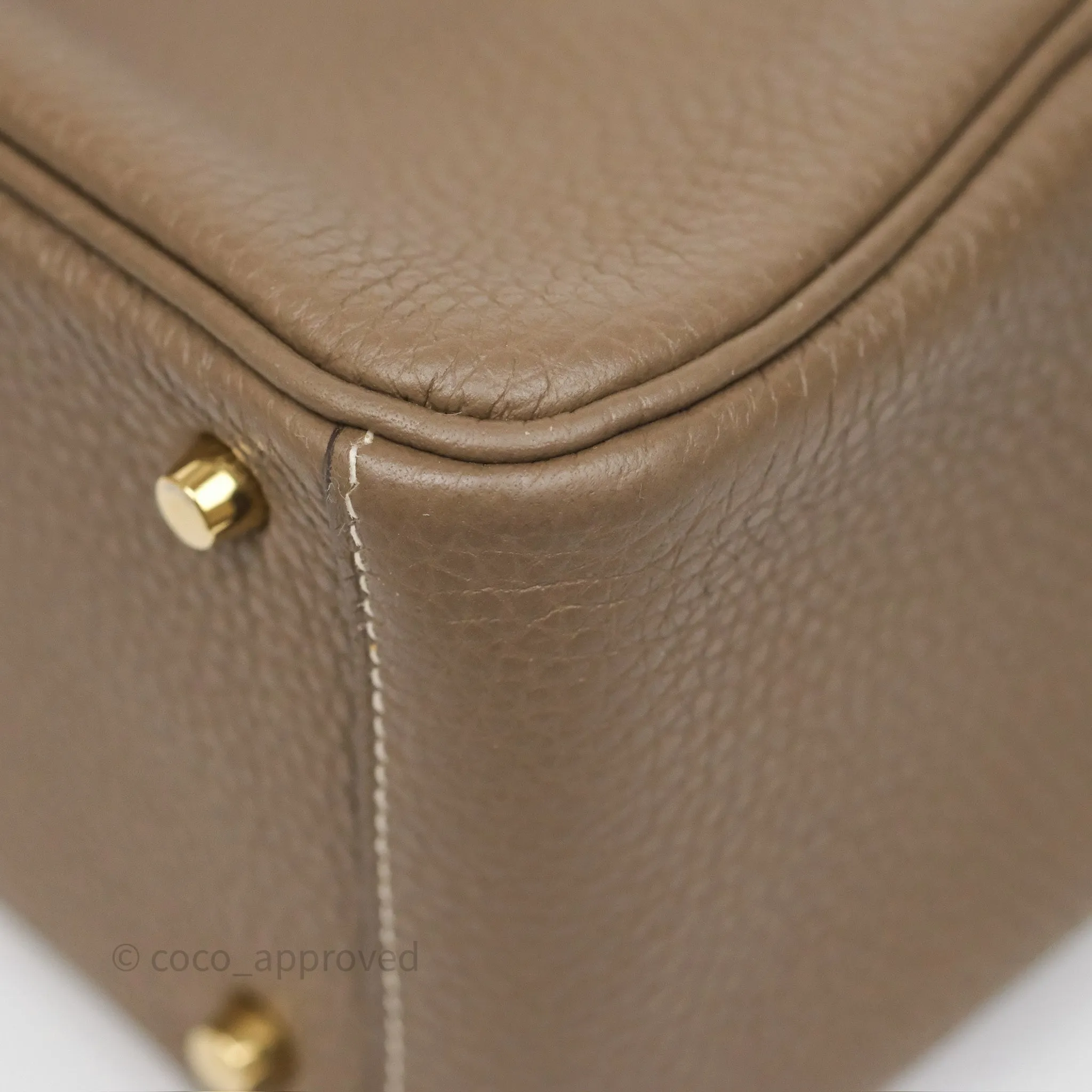Herms Mini Lindy 20 Etoupe 18 Clemence Gold Hardware