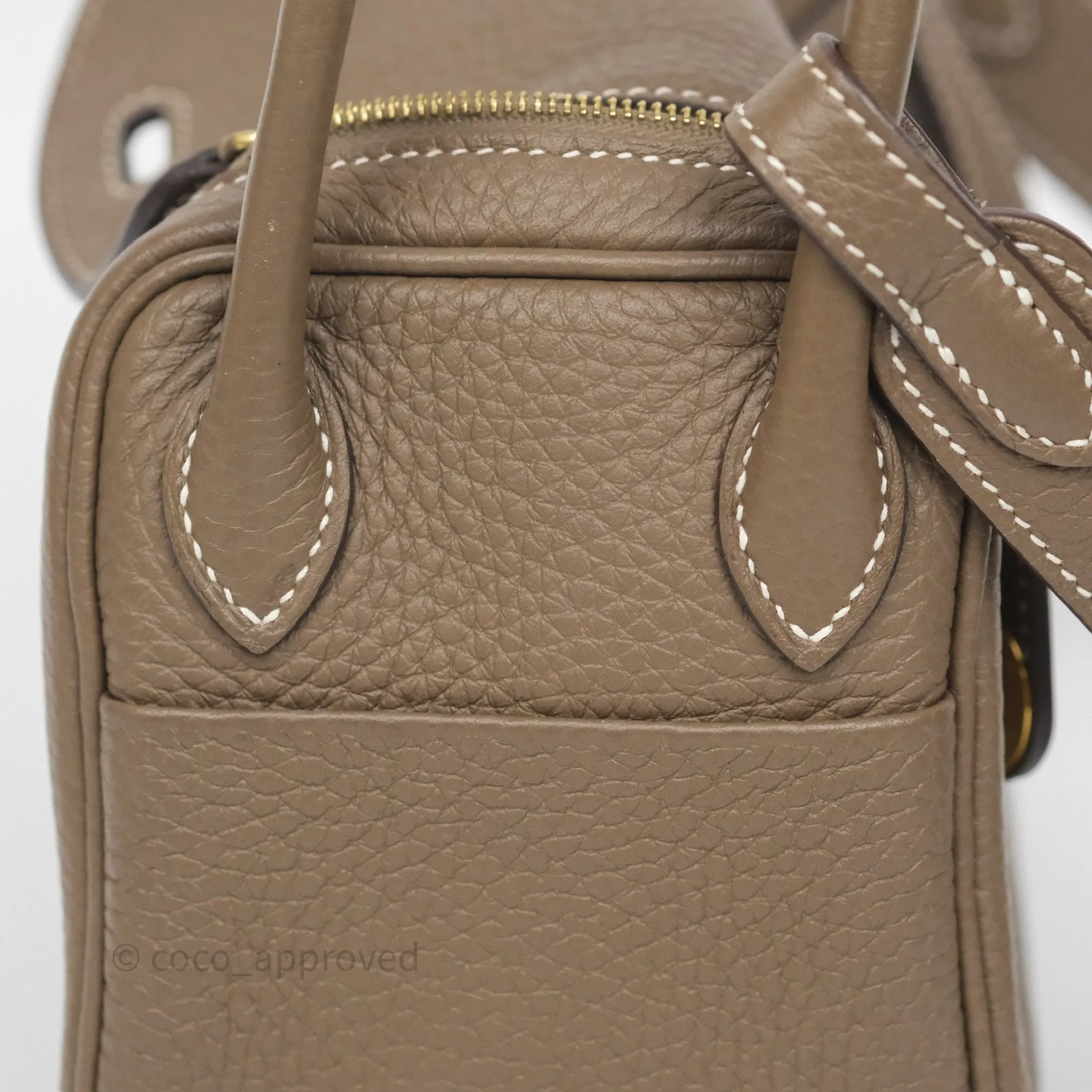 Herms Mini Lindy 20 Etoupe 18 Clemence Gold Hardware