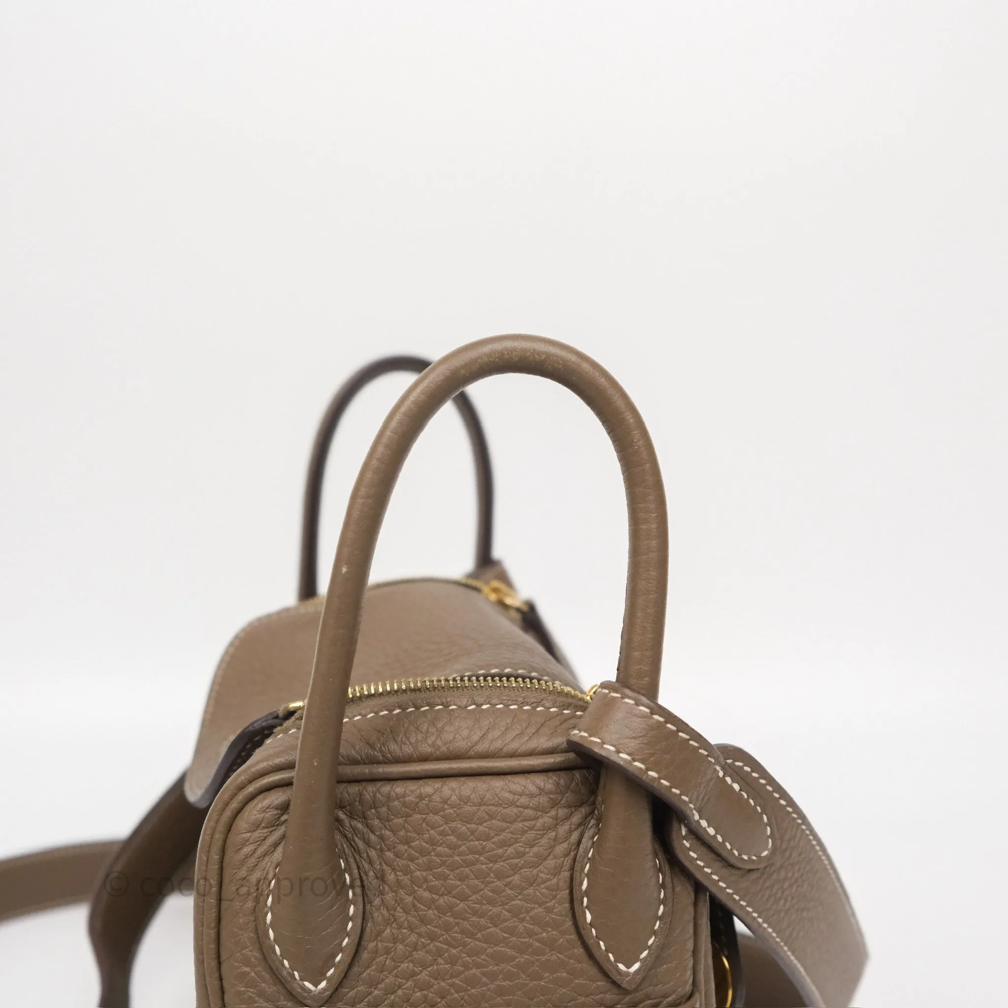 Herms Mini Lindy 20 Etoupe 18 Clemence Gold Hardware