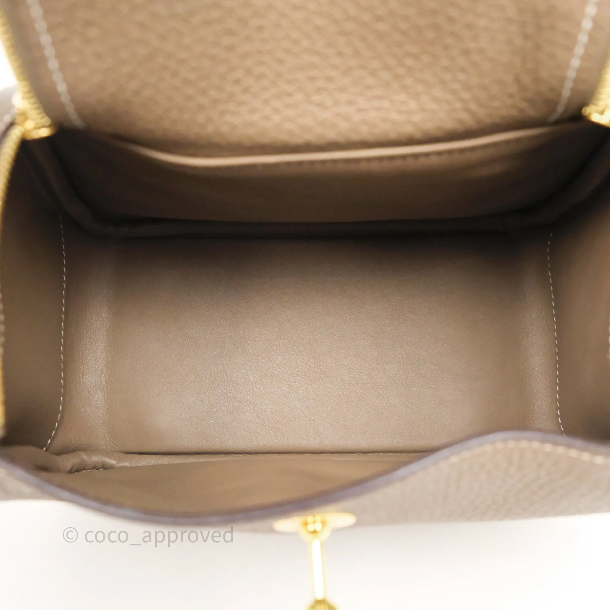 Herms Mini Lindy 20 Etoupe 18 Clemence Gold Hardware