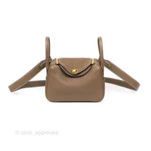 Herms Mini Lindy 20 Etoupe 18 Clemence Gold Hardware