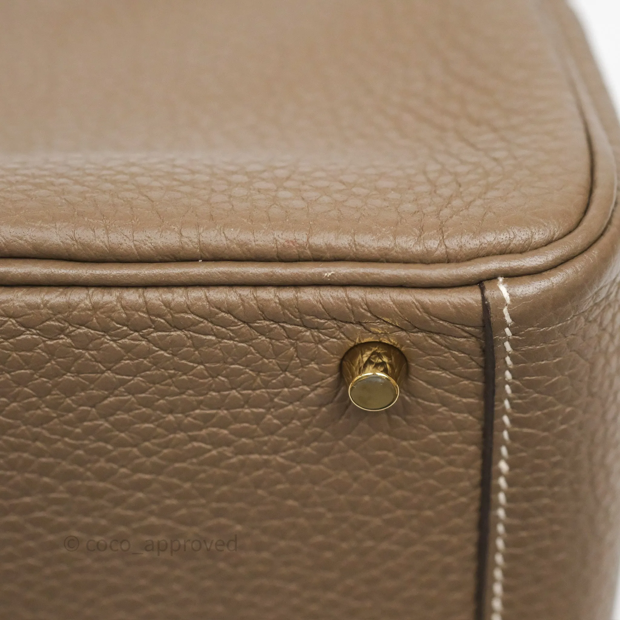 Herms Mini Lindy 20 Etoupe 18 Clemence Gold Hardware