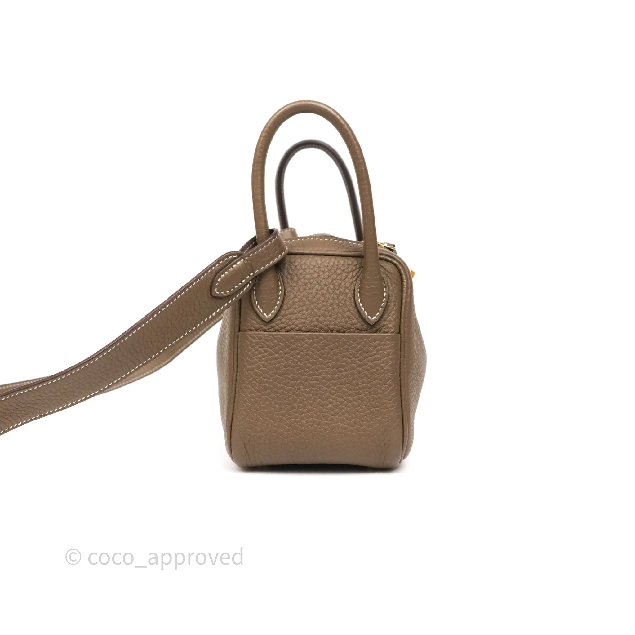Herms Mini Lindy 20 Etoupe 18 Clemence Gold Hardware