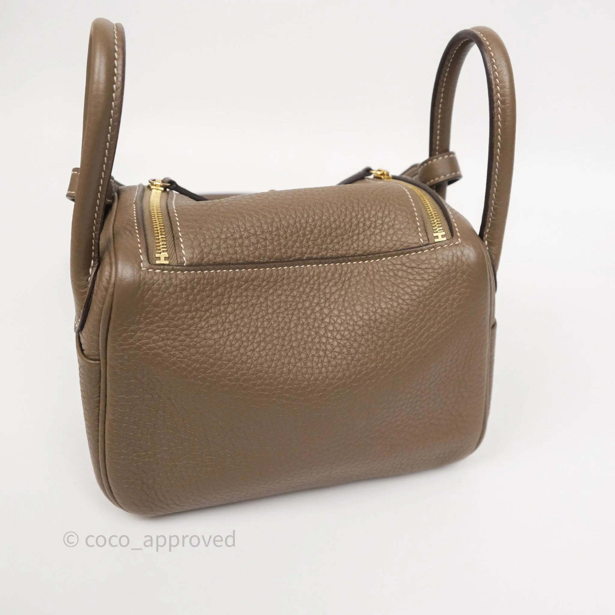 Herms Mini Lindy 20 Etoupe 18 Clemence Gold Hardware