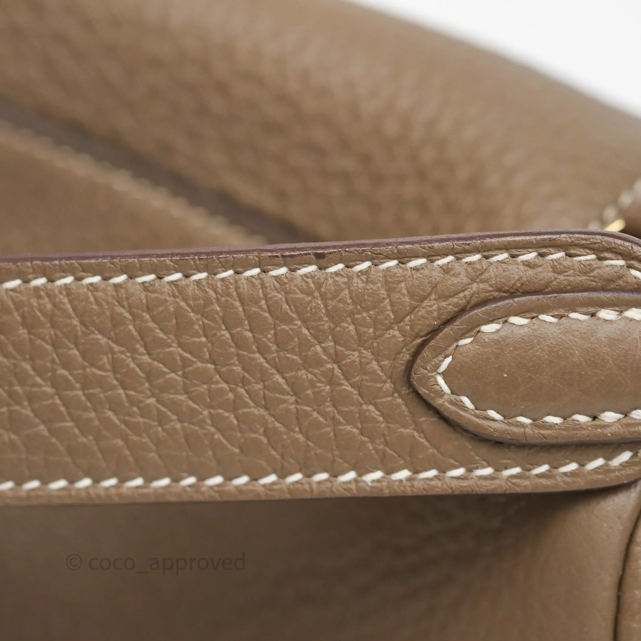 Herms Mini Lindy 20 Etoupe 18 Clemence Gold Hardware