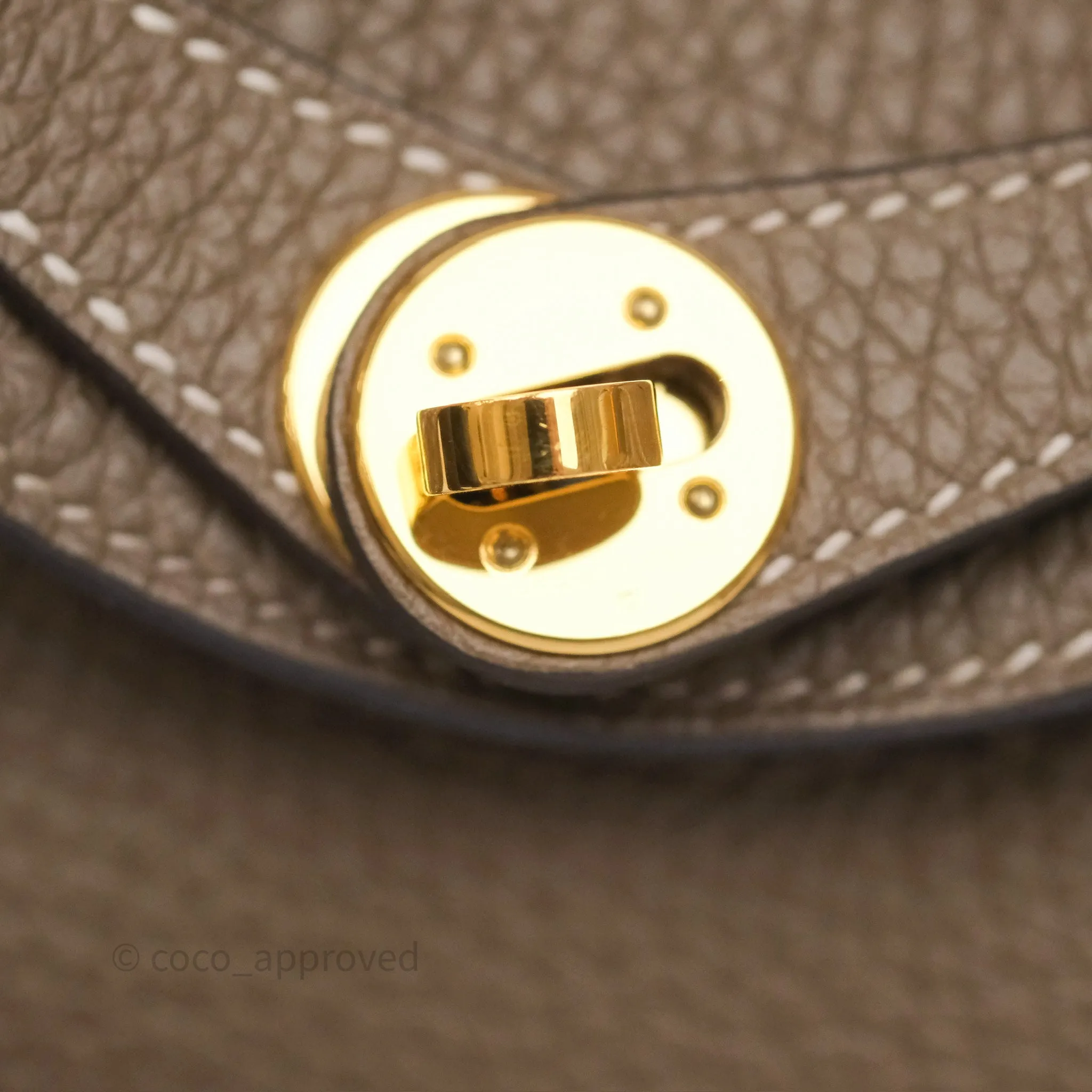 Herms Mini Lindy 20 Etoupe 18 Clemence Gold Hardware
