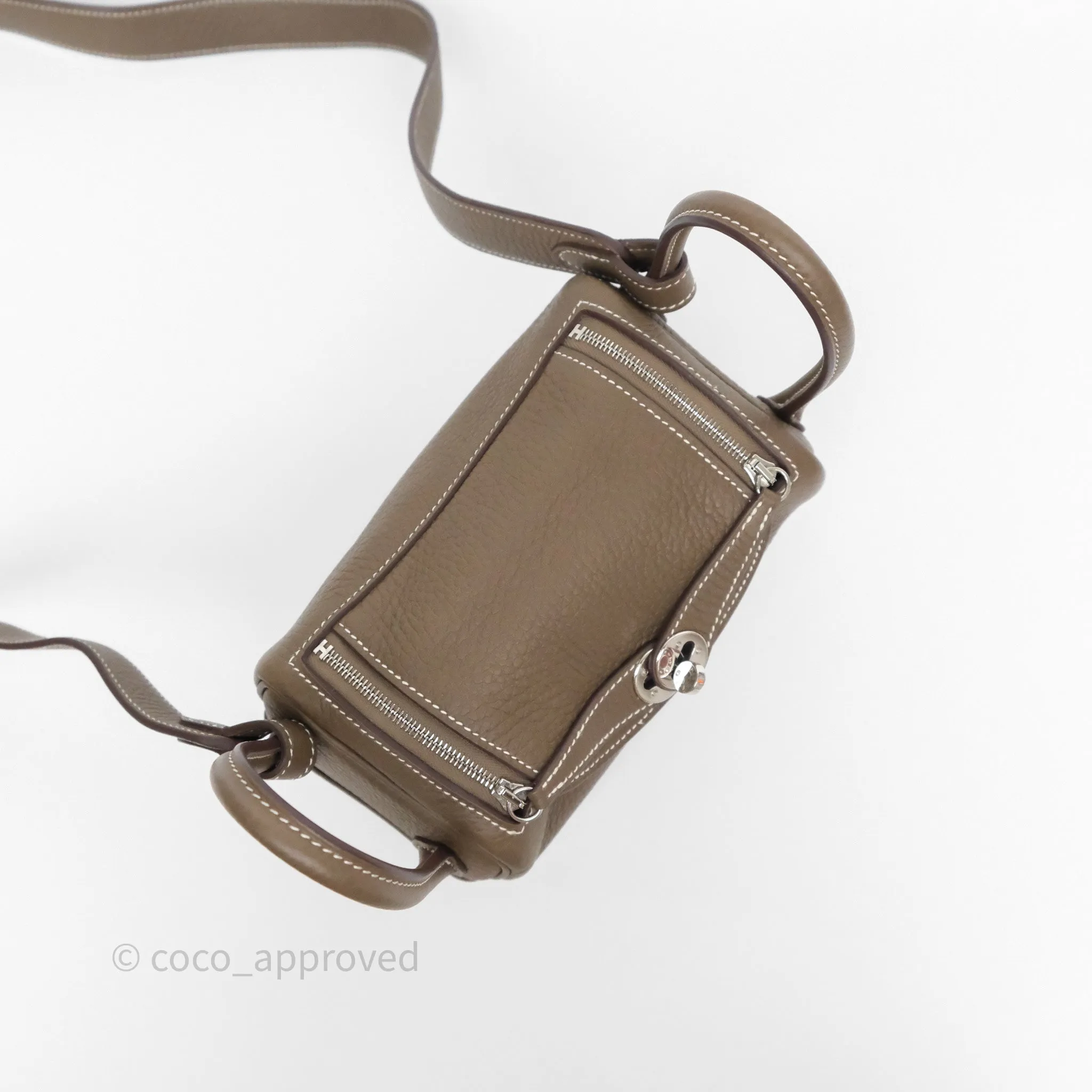 Herms Mini Lindy 20 Etoupe 18 Clemence Palladium Hardware