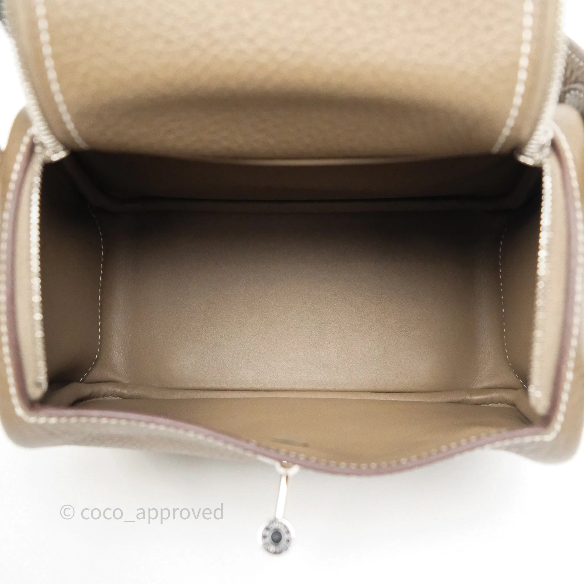 Herms Mini Lindy 20 Etoupe 18 Clemence Palladium Hardware