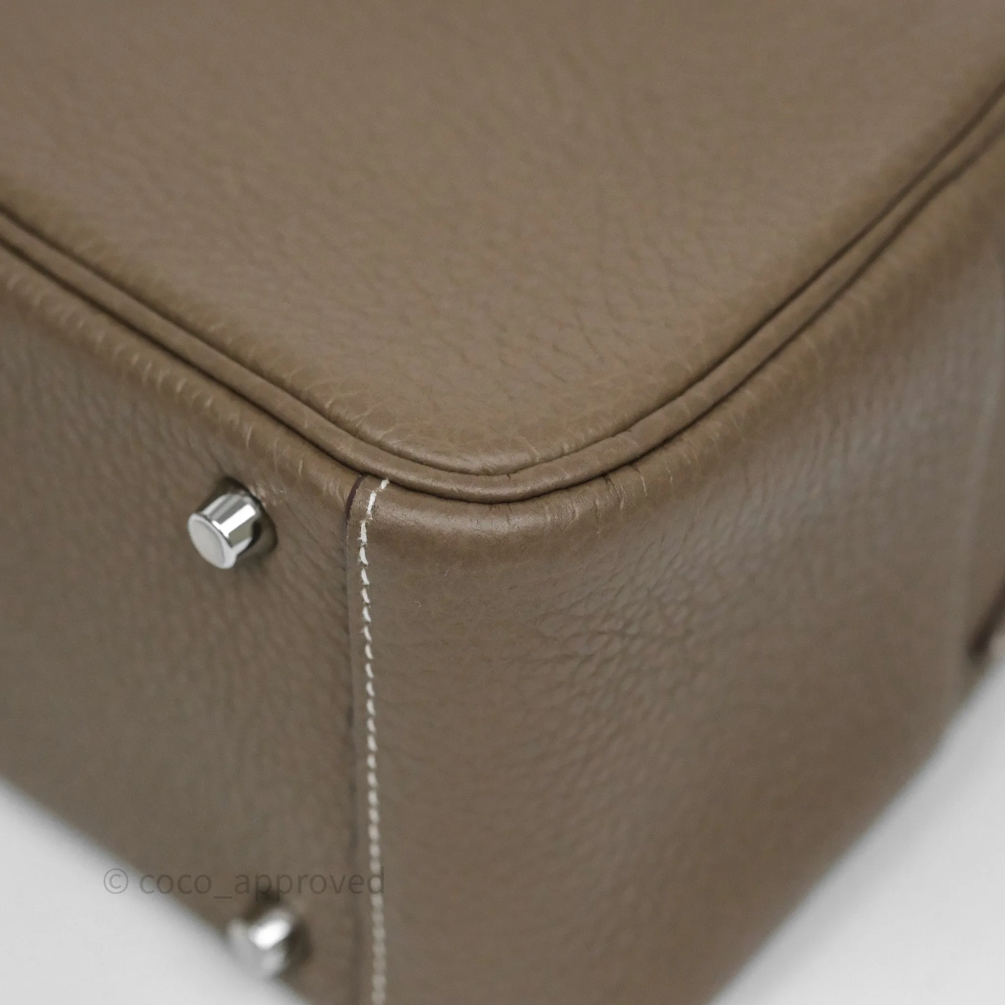 Herms Mini Lindy 20 Etoupe 18 Clemence Palladium Hardware