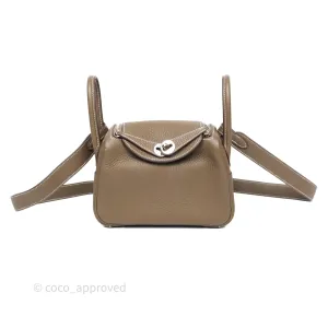 Herms Mini Lindy 20 Etoupe 18 Clemence Palladium Hardware