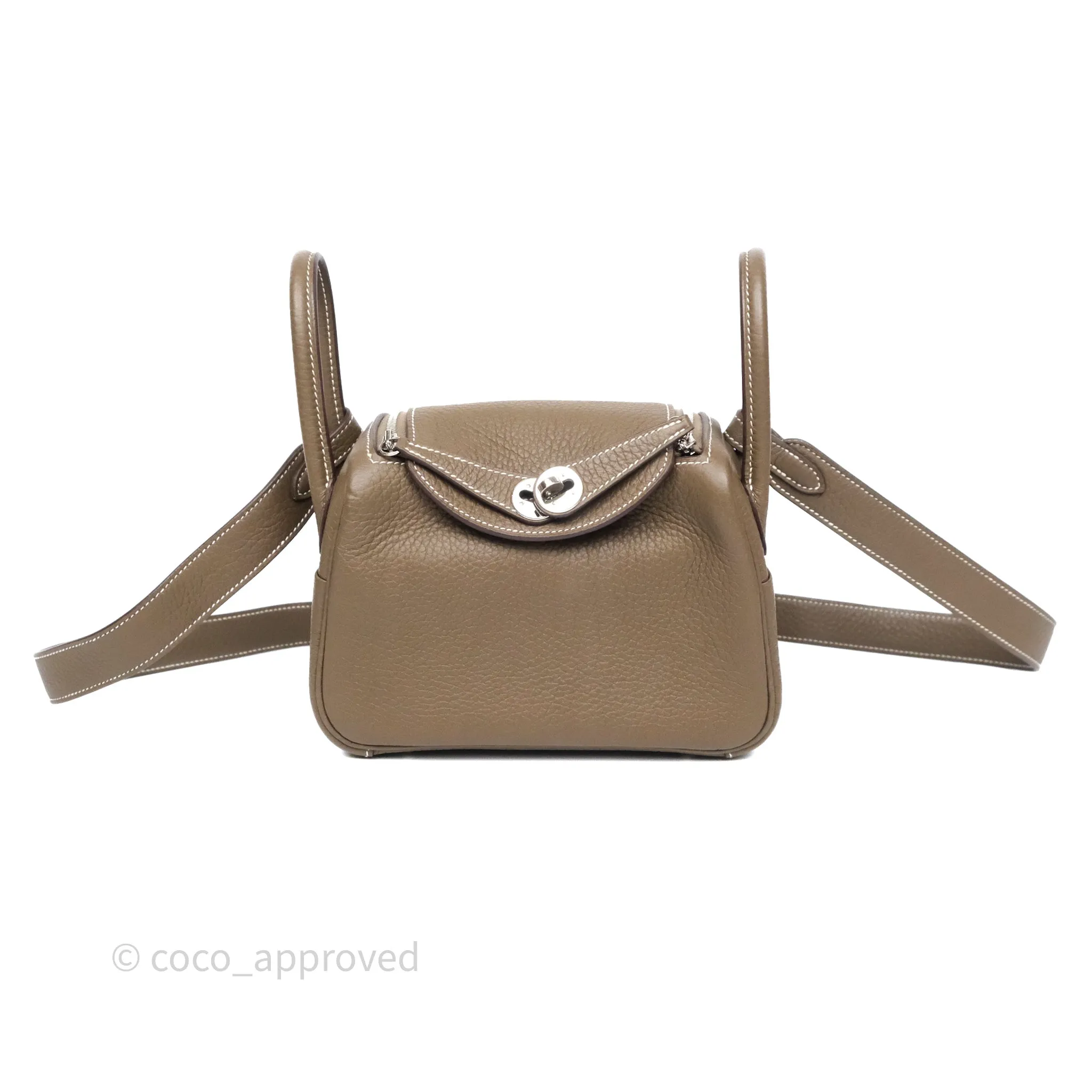 Herms Mini Lindy 20 Etoupe 18 Clemence Palladium Hardware
