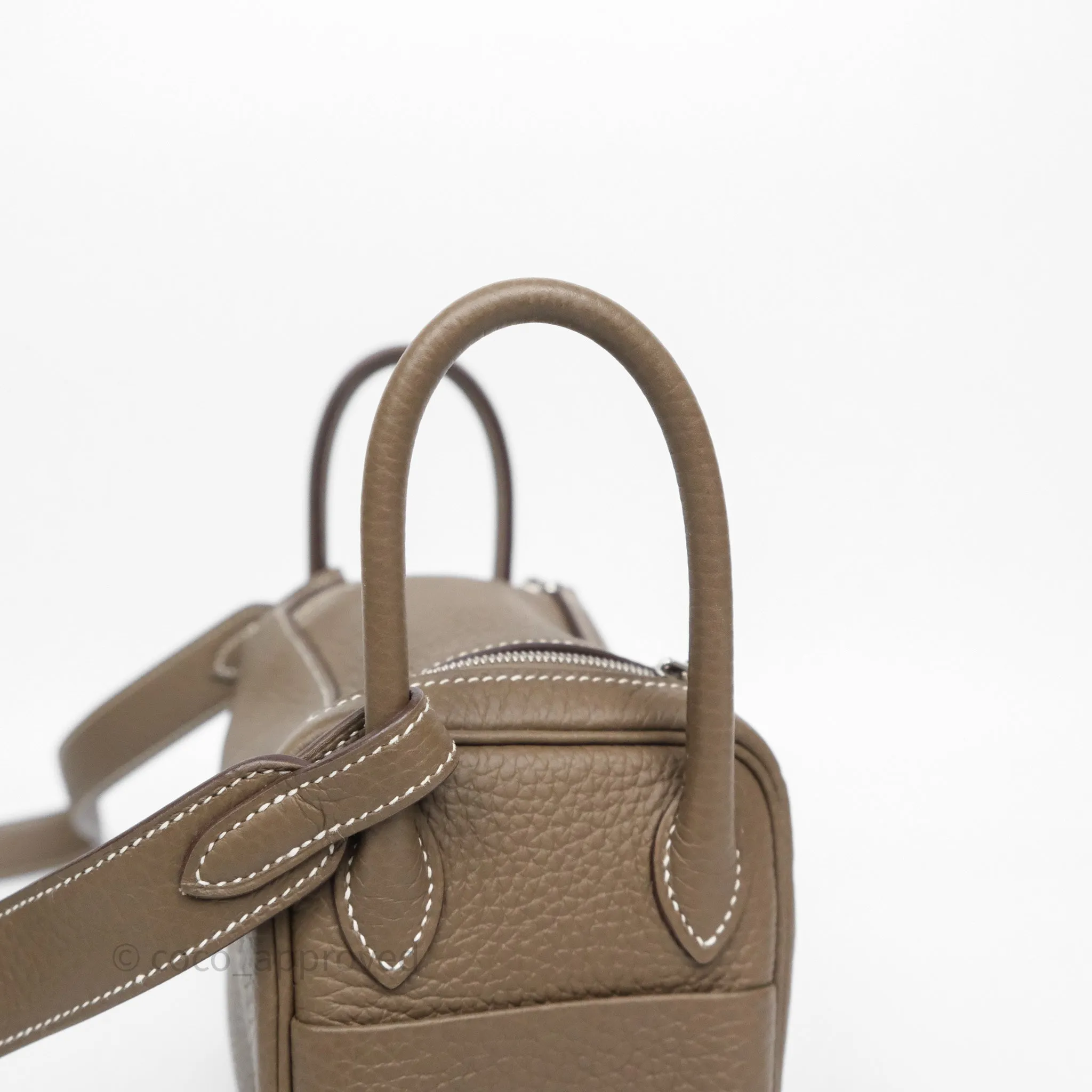Herms Mini Lindy 20 Etoupe 18 Clemence Palladium Hardware