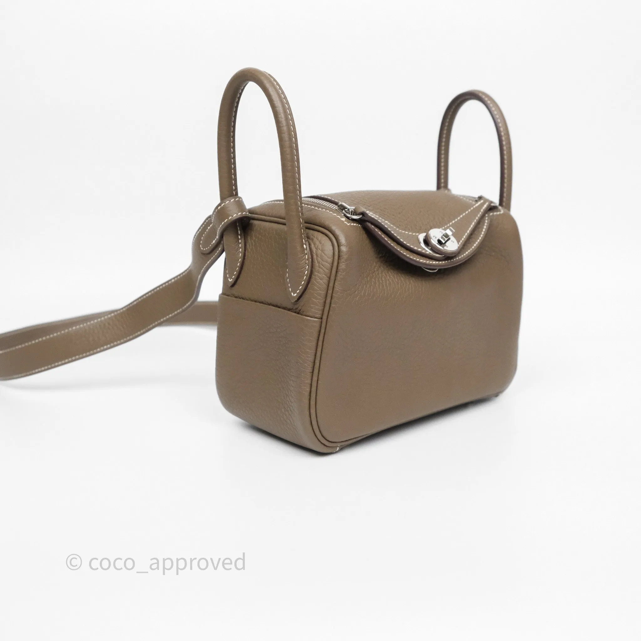 Herms Mini Lindy 20 Etoupe 18 Clemence Palladium Hardware