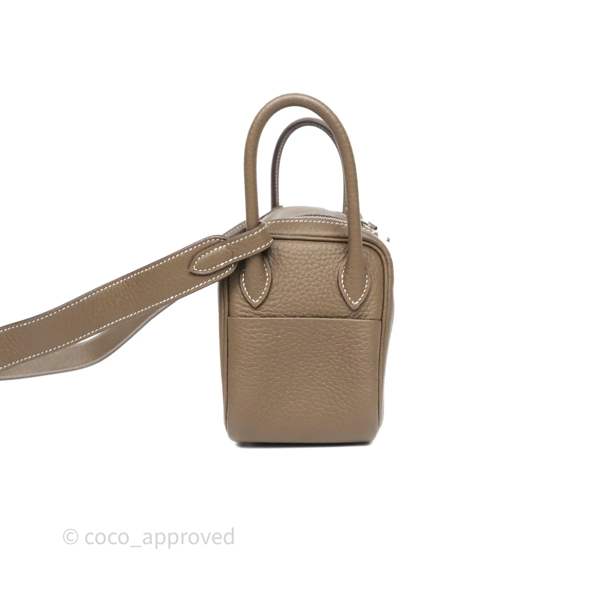 Herms Mini Lindy 20 Etoupe 18 Clemence Palladium Hardware