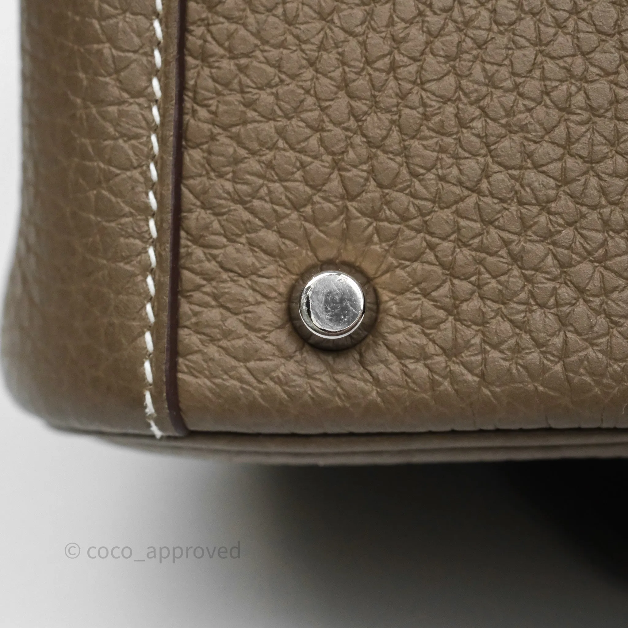 Herms Mini Lindy 20 Etoupe 18 Clemence Palladium Hardware