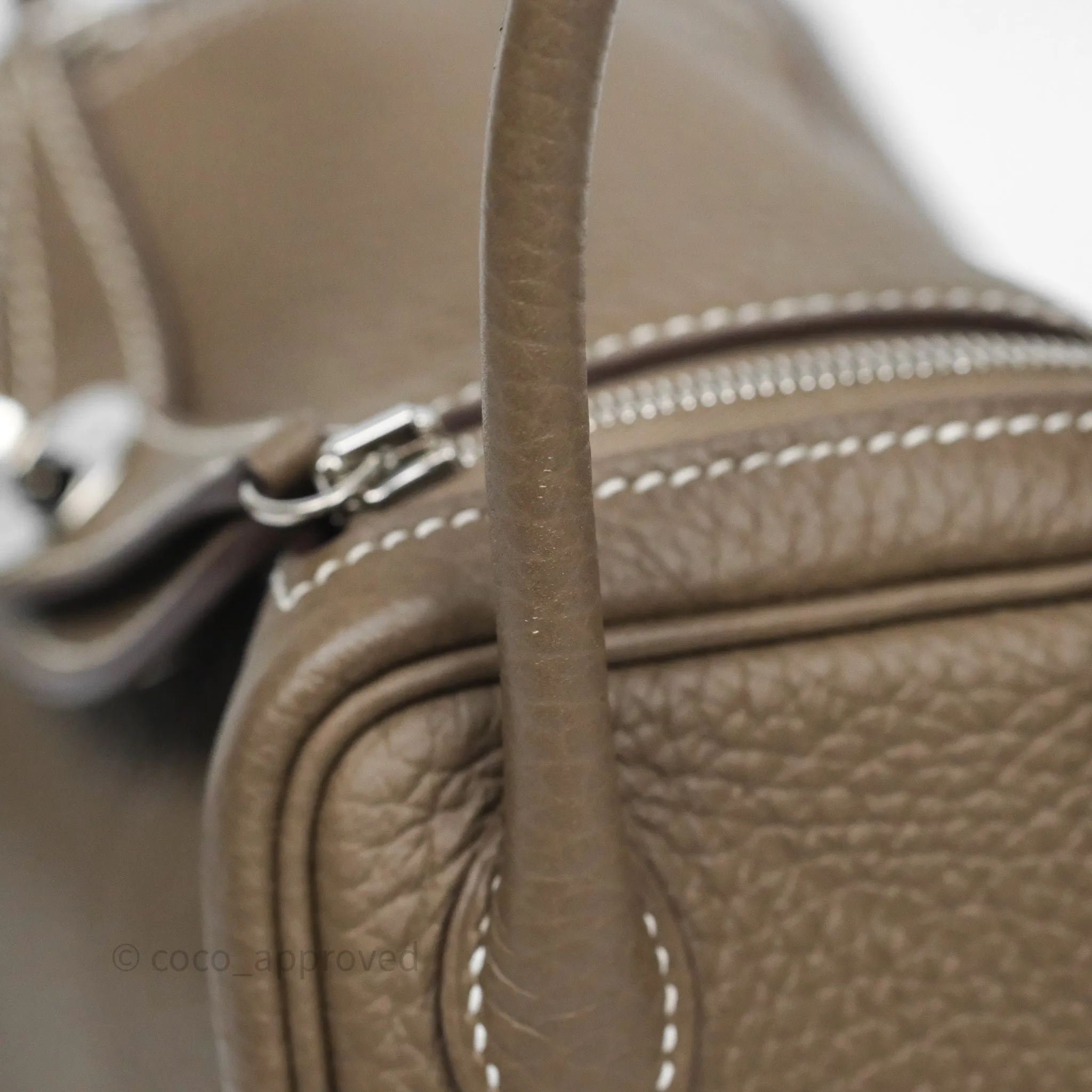 Herms Mini Lindy 20 Etoupe 18 Clemence Palladium Hardware